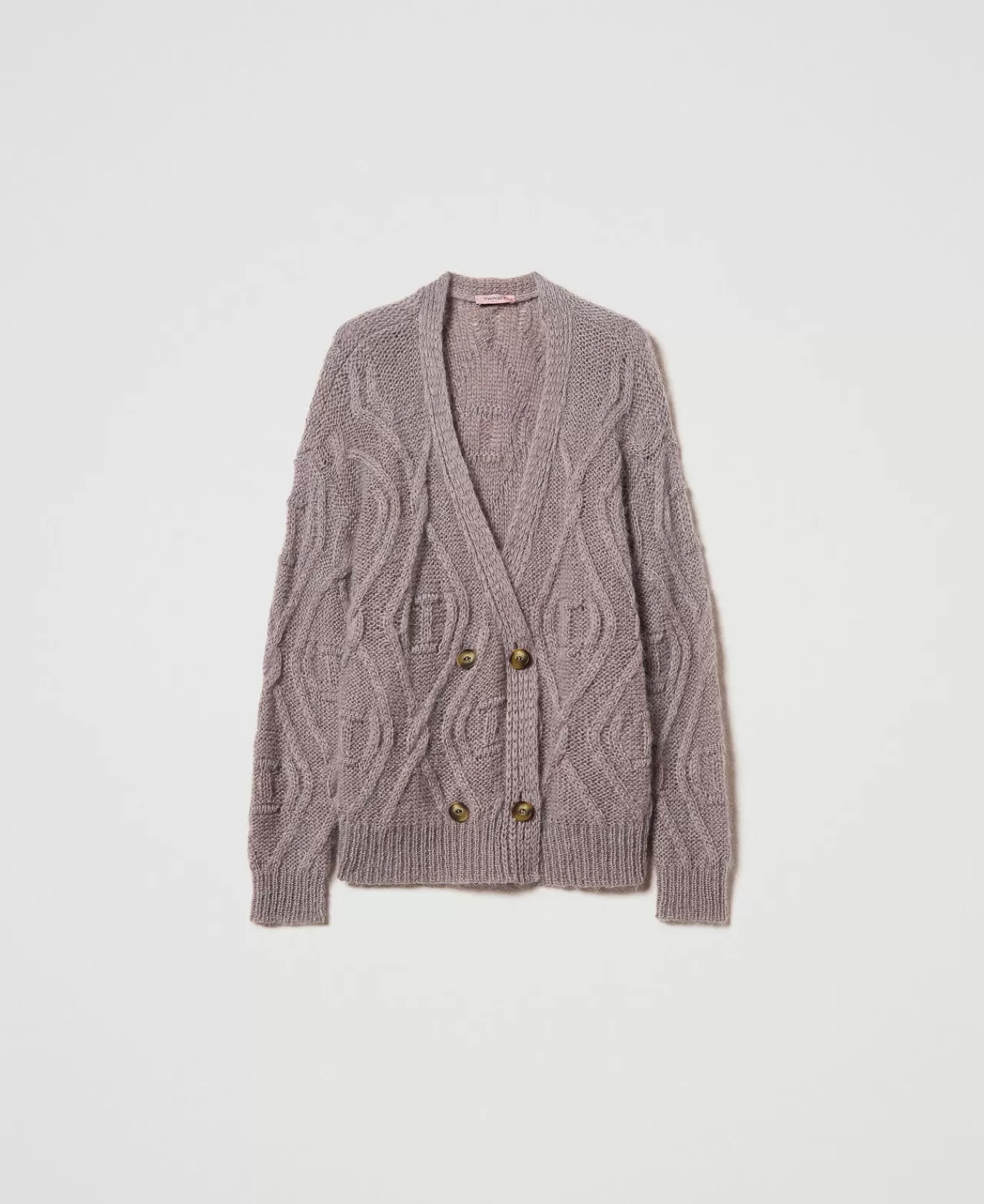 Maglie E Cardigan | TWINSET Milano Cardigan Doppiopetto In Misto Mohair Dark Taupe