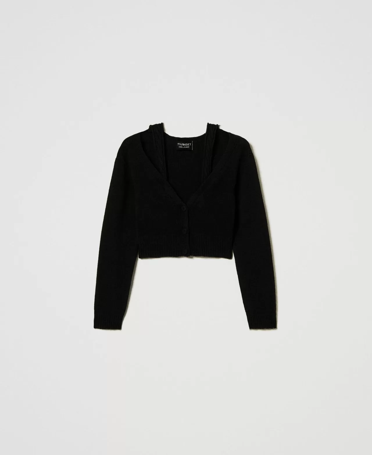 Maglie E Cardigan | TWINSET Milano Cardigan In Filato Treeblend Con Trecce Nero