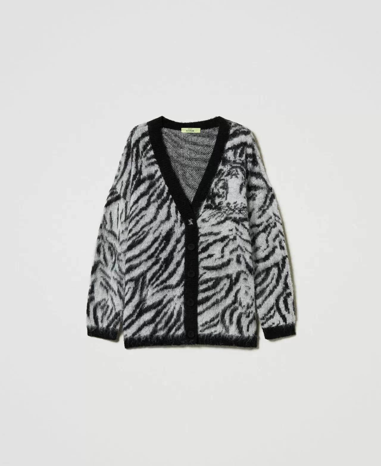 Maglie E Cardigan | TWINSET Milano Cardigan MYFO Jacquard Animalier Jacquard Bicolor Tiger