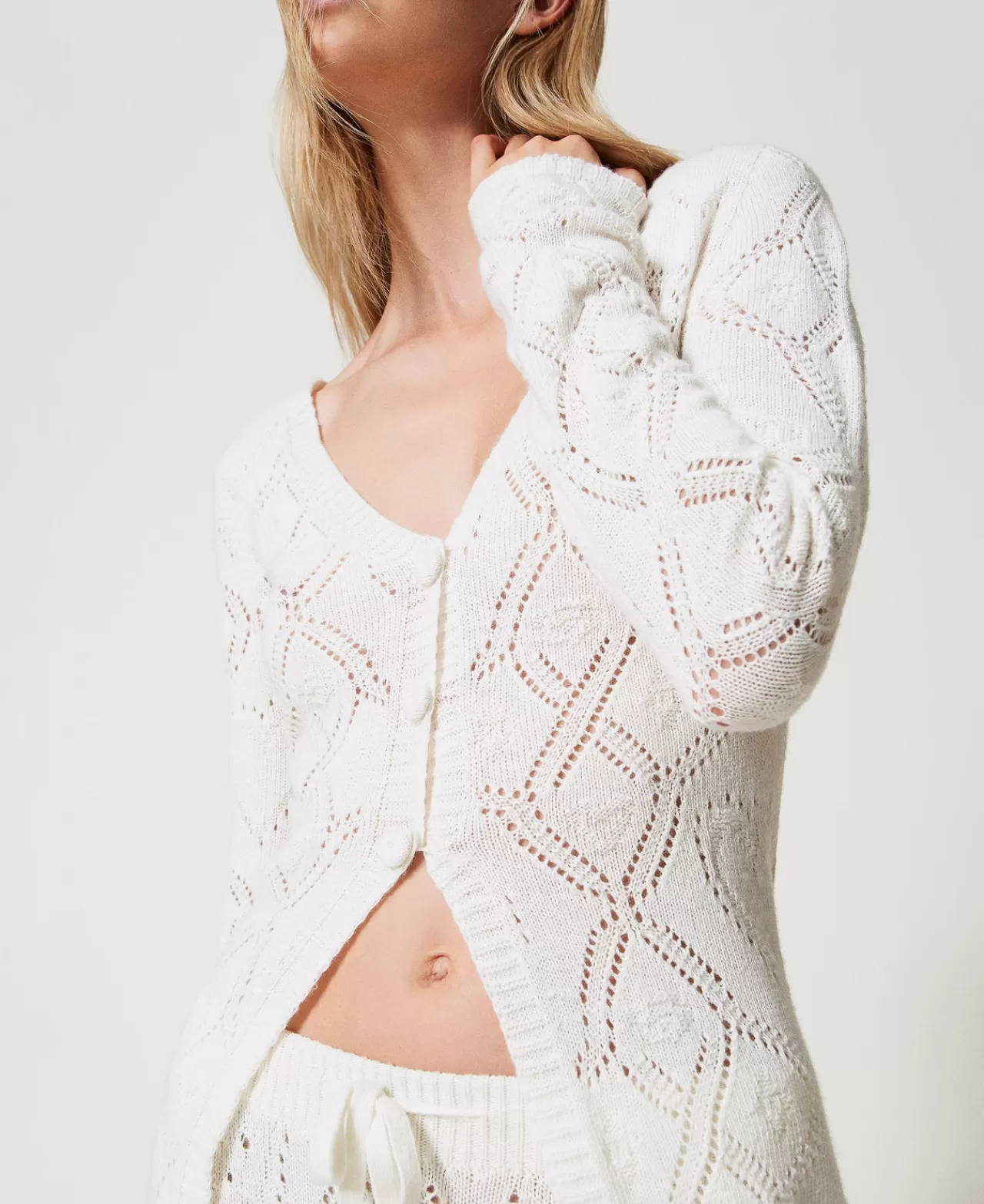 Maglie E Cardigan | TWINSET Milano Cardigan Seamless In Filato Treeblend Bianco Neve