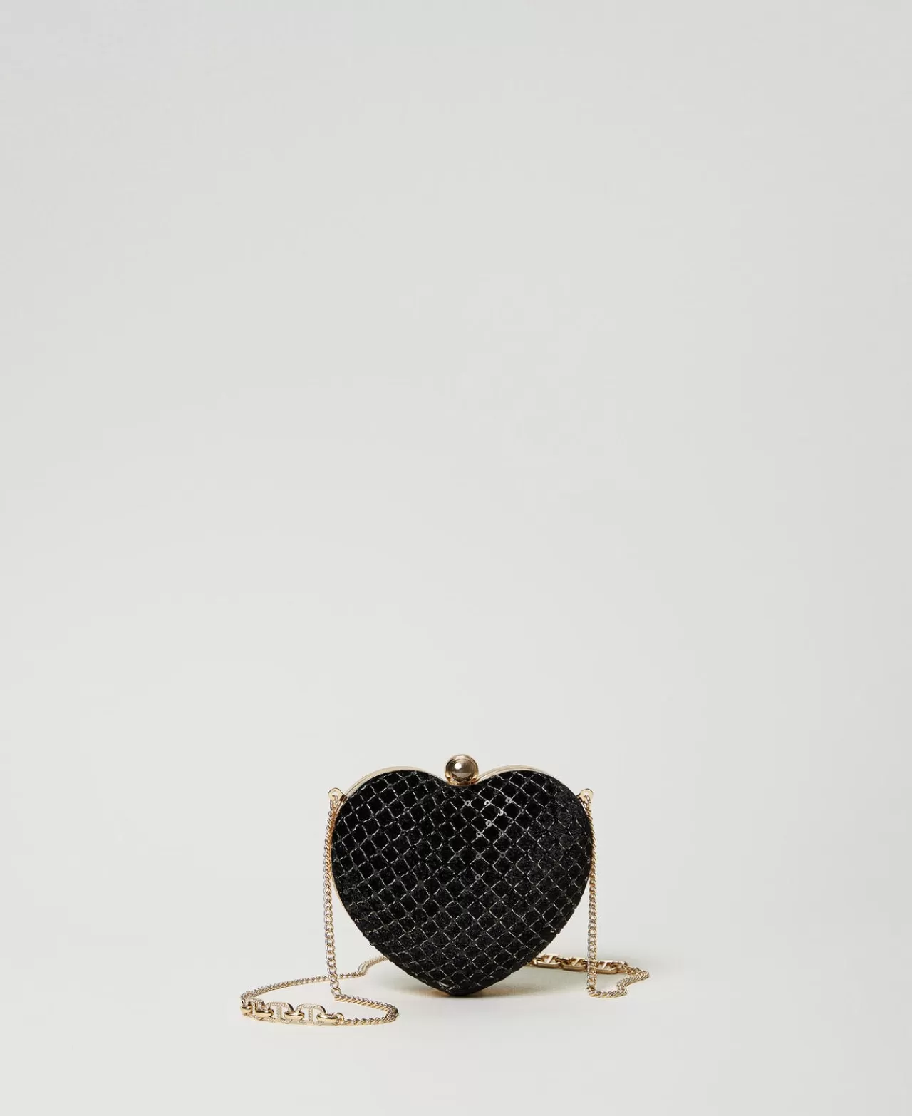 Borse A Mano | Borse A Spalla | TWINSET Milano Clutch 'Coup De Coeur' In Velluto Ricamato Nero