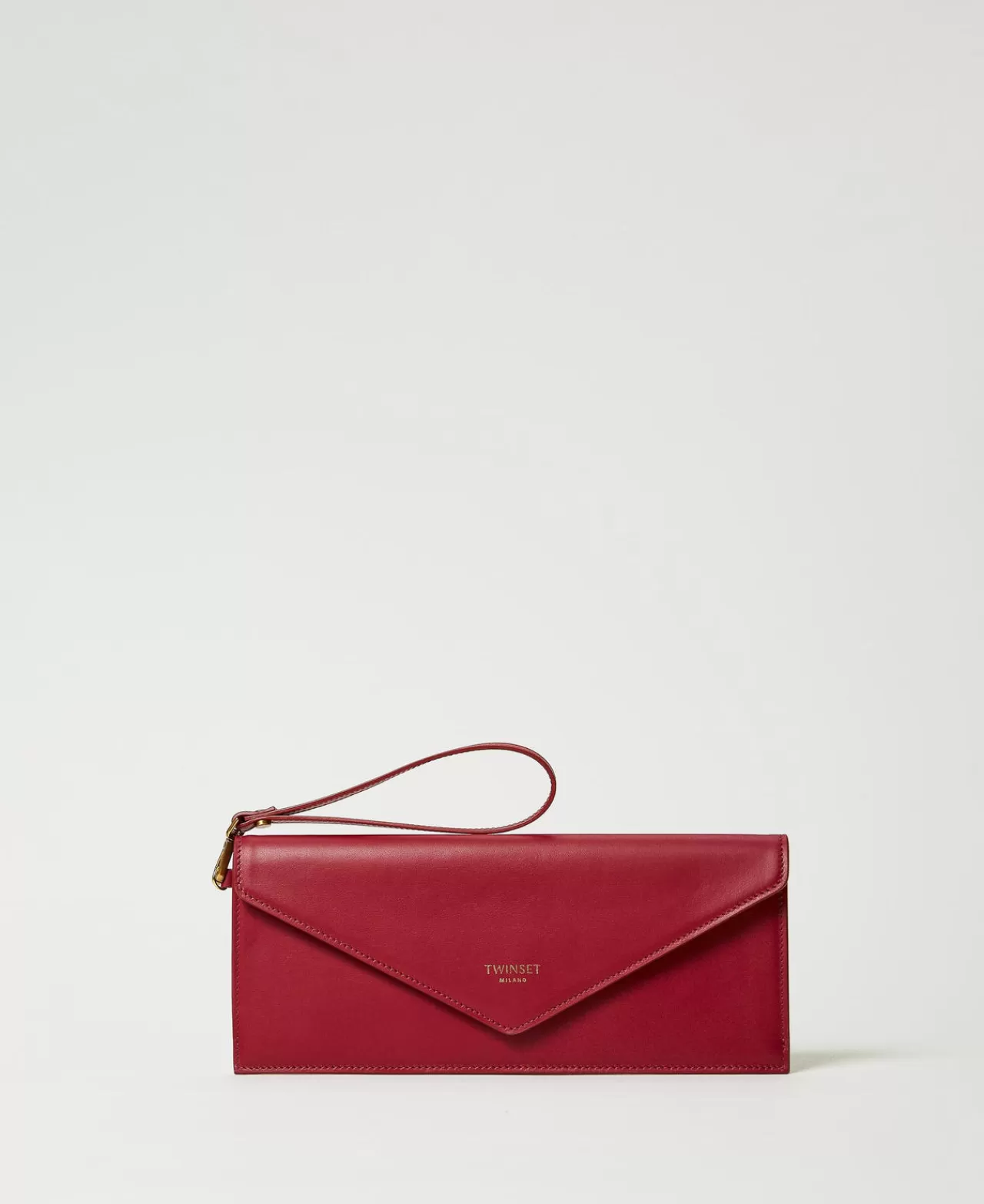 Borse A Mano | TWINSET Milano Clutch In Pelle Con Logo Bordeaux