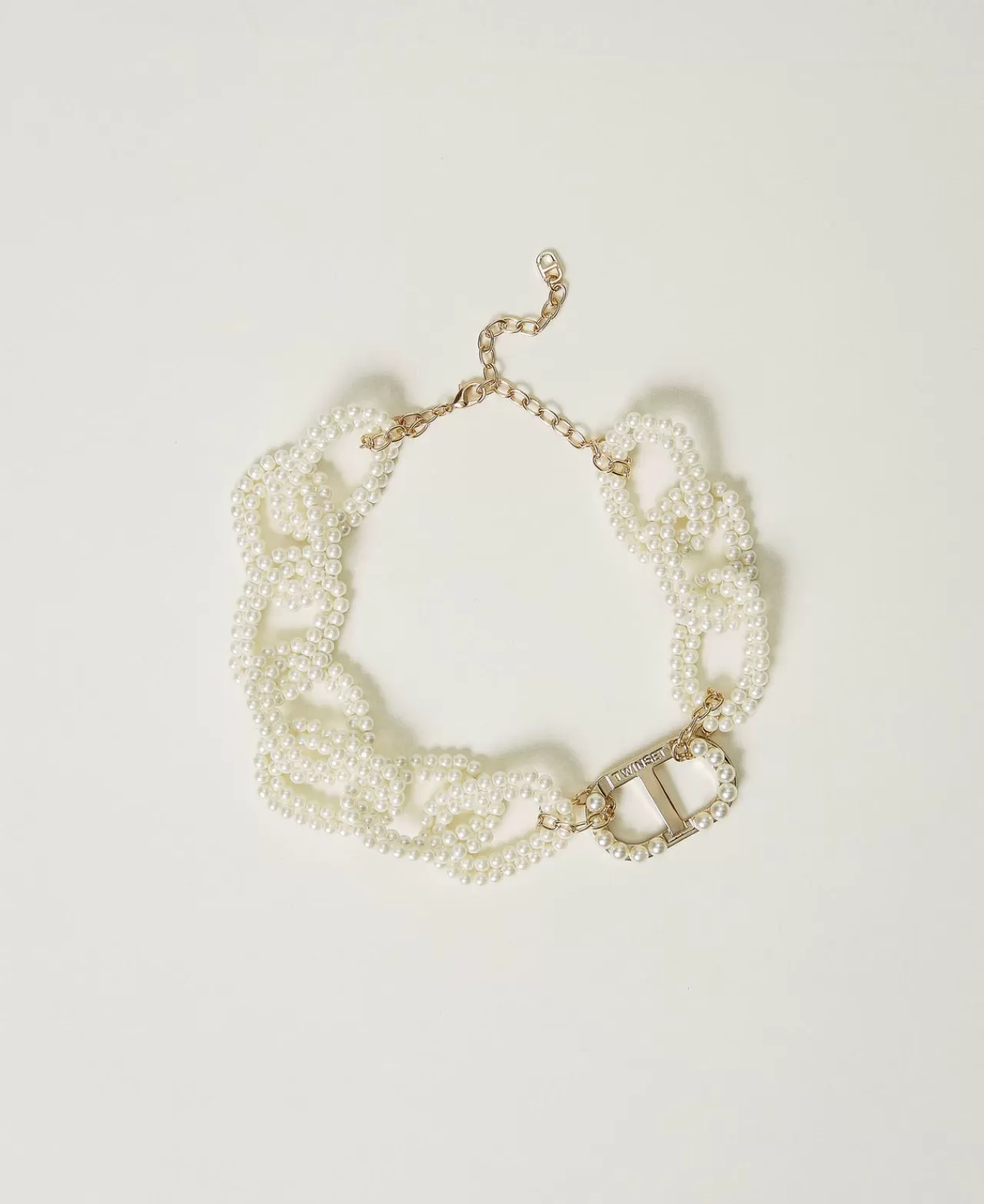 Bijoux | TWINSET Milano Collana Con Catena Di Perle E Oval T Bianco "Old White"