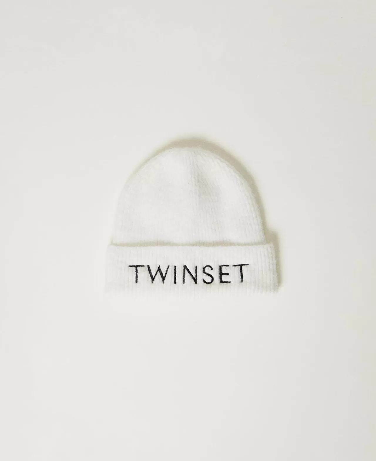 Accessori | TWINSET Milano Cuffia In Maglia Con Ricamo Logo Off White