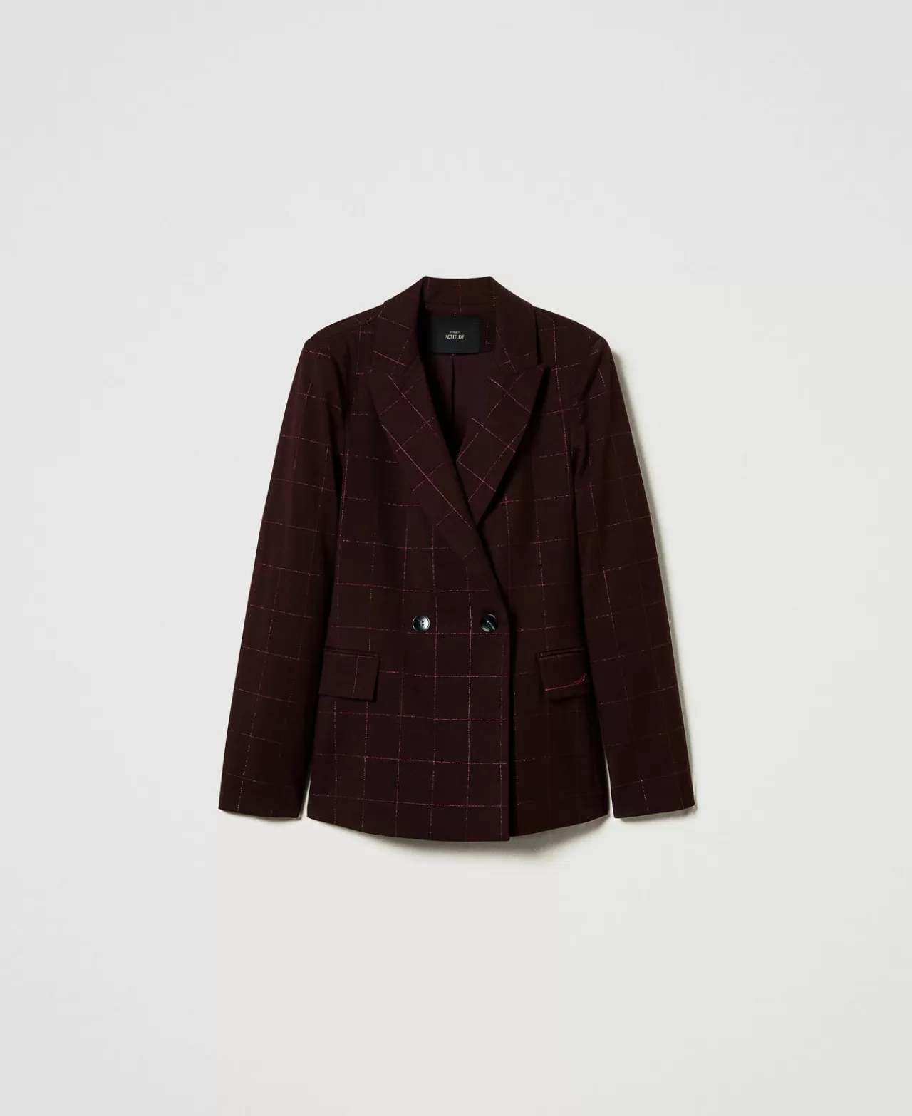 Giacche E Piumini | Blazer | TWINSET Milano Giacca Blazer Check Con Lurex Potent Purple