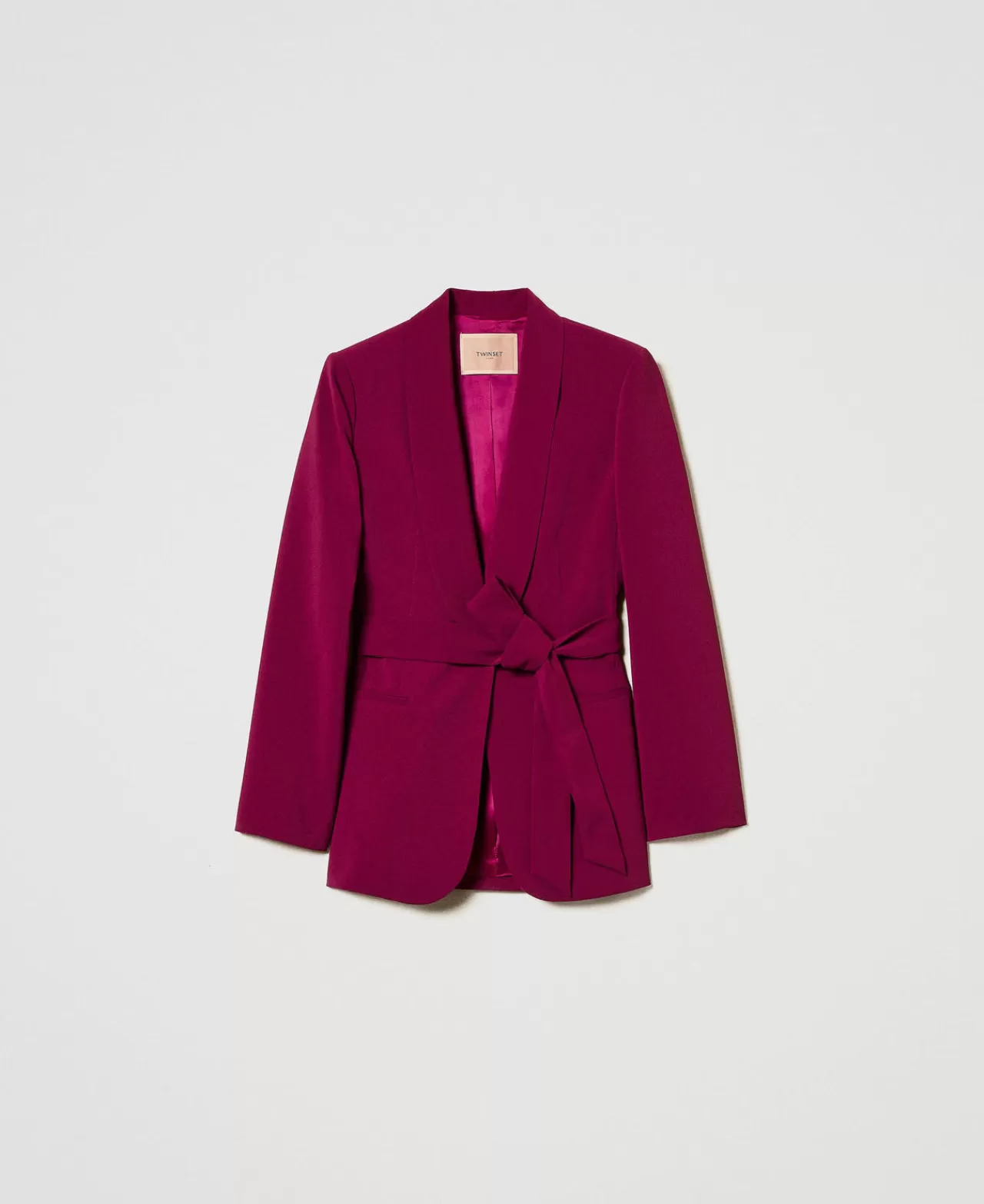 Giacche E Piumini | Blazer | TWINSET Milano Giacca Blazer Con Cintura E Catena Oval T Viola "Red Plum"