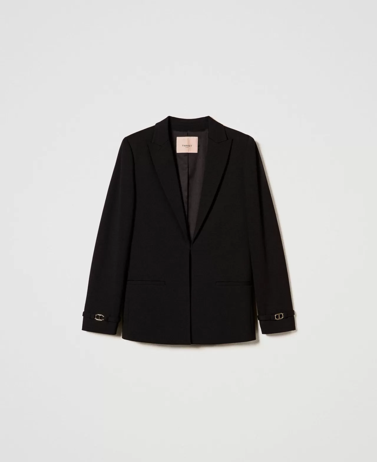 Giacche E Piumini | Blazer | TWINSET Milano Giacca Blazer Con Cinturino Oval T Nero