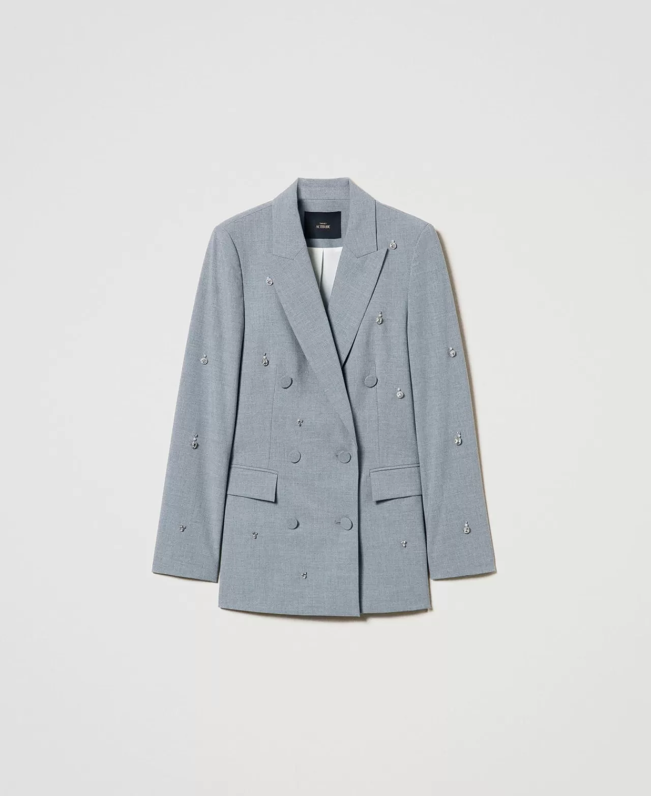 Giacche E Piumini | Blazer | TWINSET Milano Giacca Blazer Con Ricami A Mano Grigio Melange