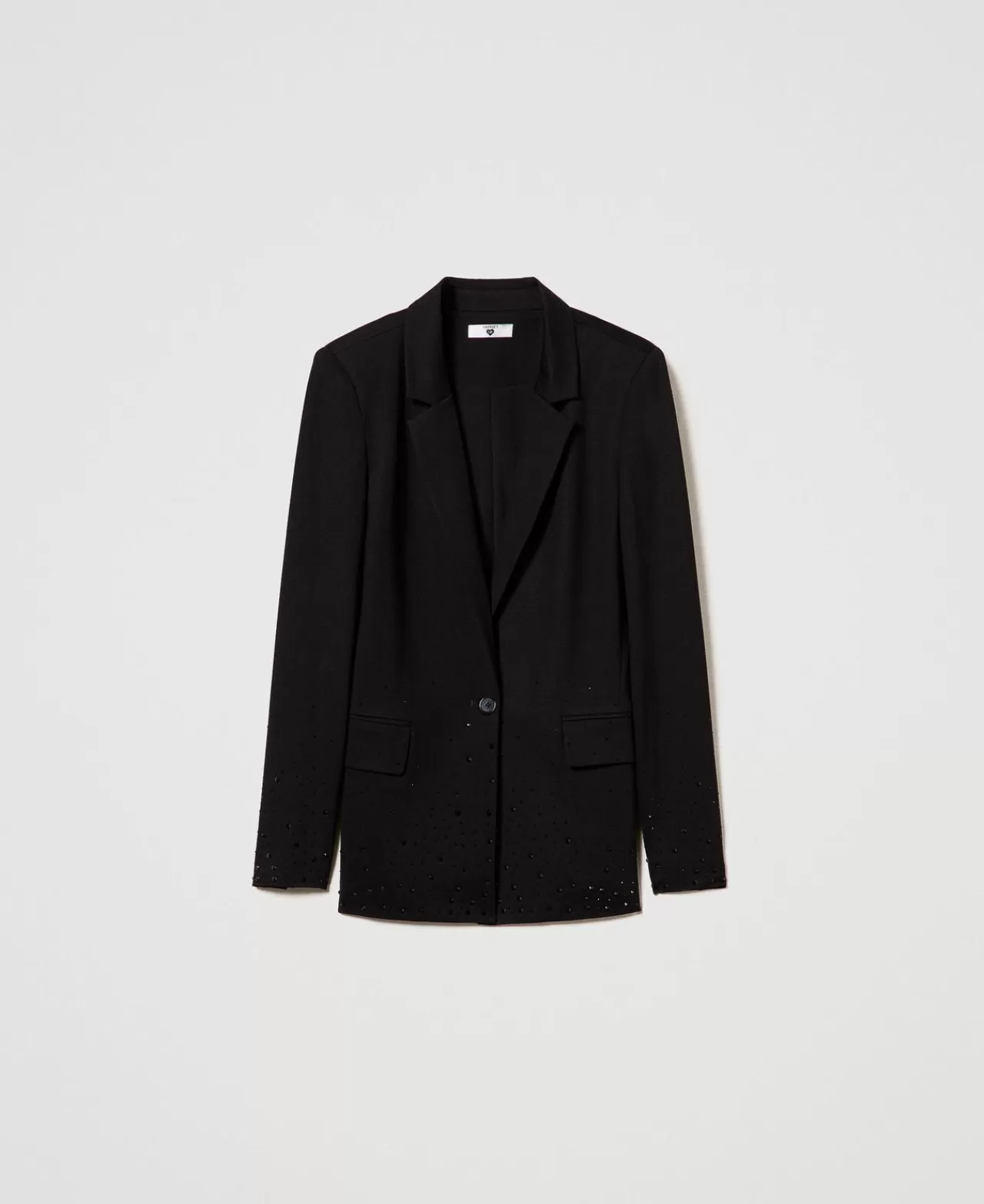 Giacche E Piumini | Blazer | TWINSET Milano Giacca Blazer Con Strass Dégradé Nero