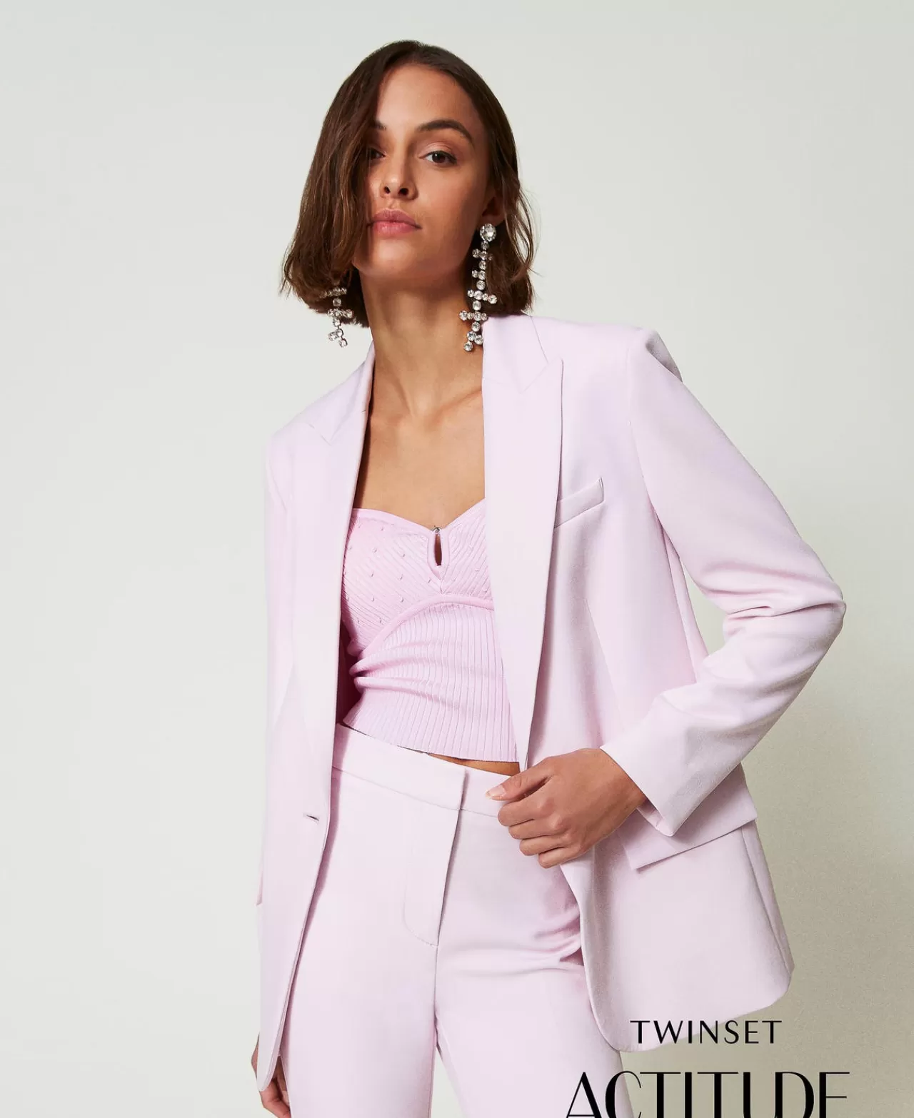 Giacche E Piumini | Blazer | TWINSET Milano Giacca Blazer In Crêpe Cady Rosa "Pink Tulle"