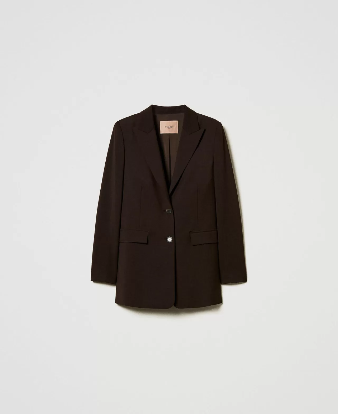 Giacche E Piumini | Blazer | TWINSET Milano Giacca Blazer In Lana Stretch Coffee Chocolate