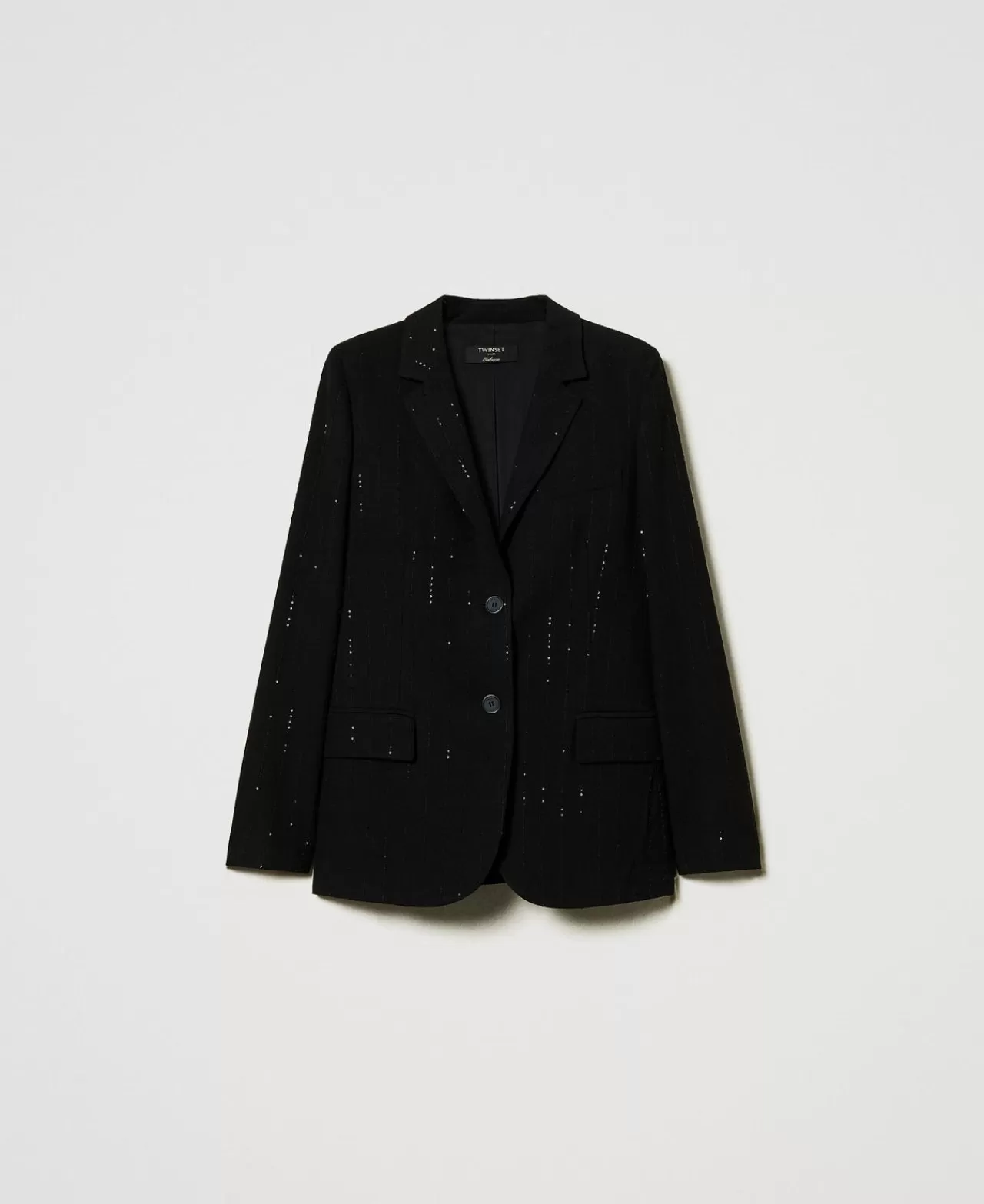 Giacche E Piumini | Blazer | TWINSET Milano Giacca Blazer In Panno Con Paillettes Nero