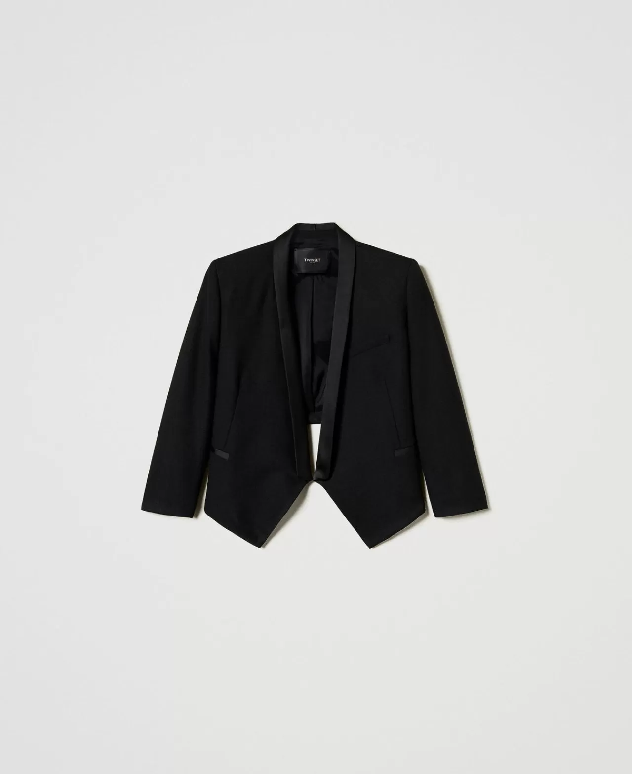 Giacche E Piumini | Blazer | TWINSET Milano Giacca Blazer In Serge Misto Lana Nero