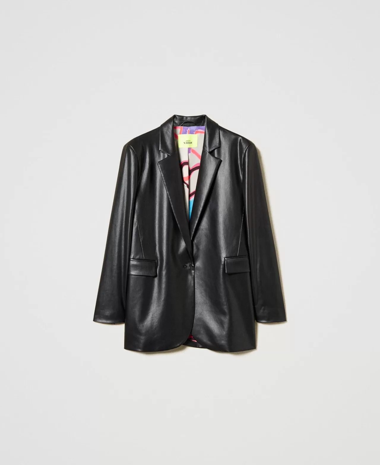 Giacche E Piumini | Blazer | TWINSET Milano Giacca Blazer MYFO Effetto Pelle Nero