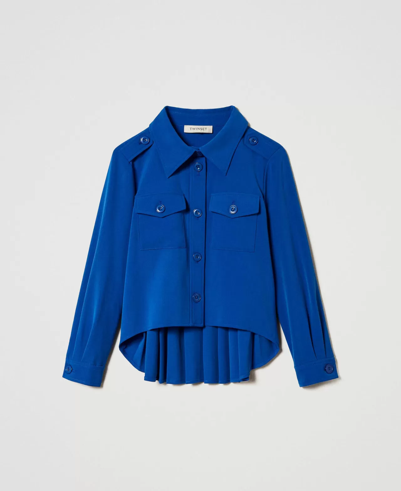 Giacche E Capispalla | Bluse E Camicie | TWINSET Milano Giacca Overshirt In Flanella Blu "Surf"