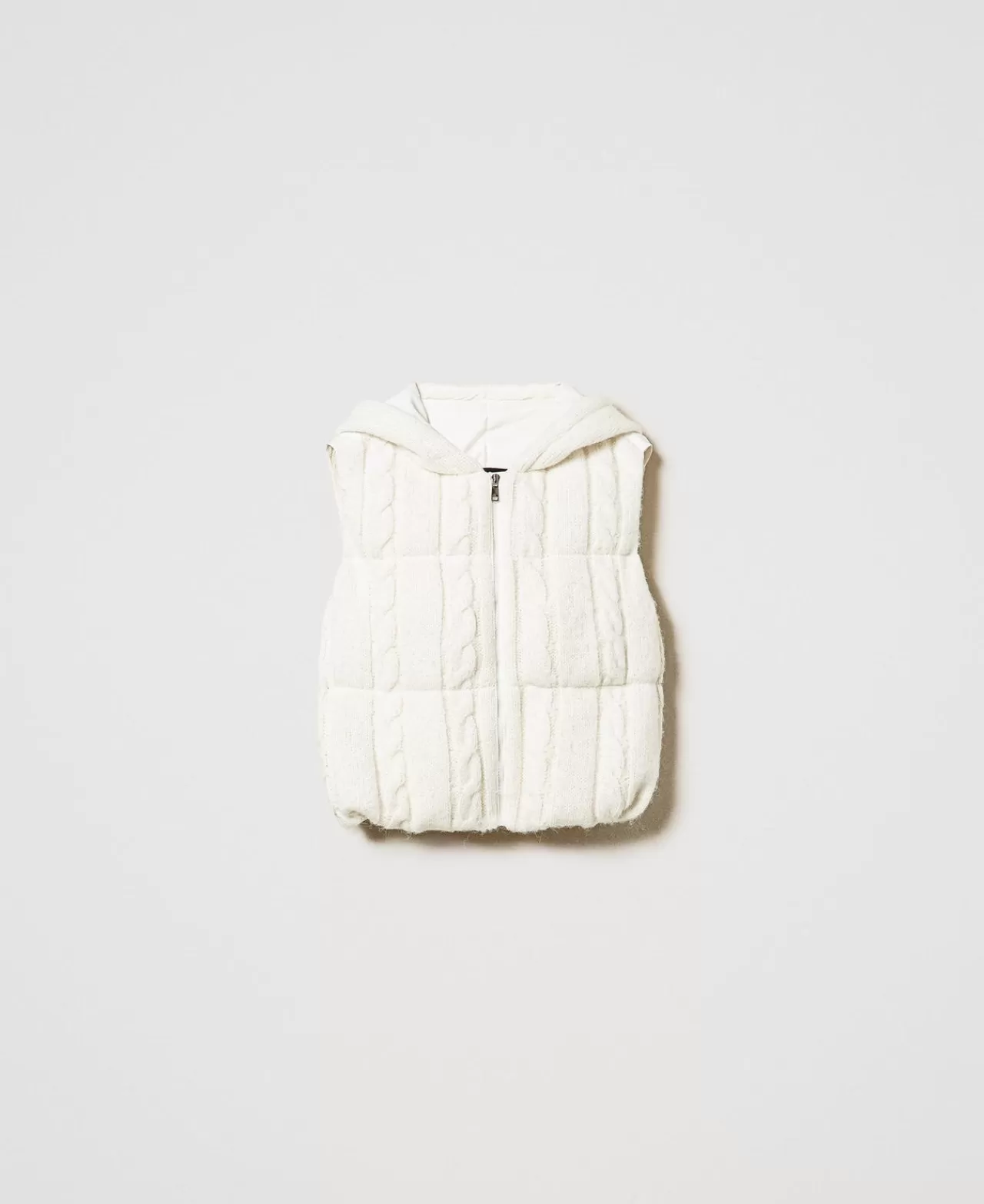 Giacche E Piumini | TWINSET Milano Gilet Imbottito Con Trecce Panna White