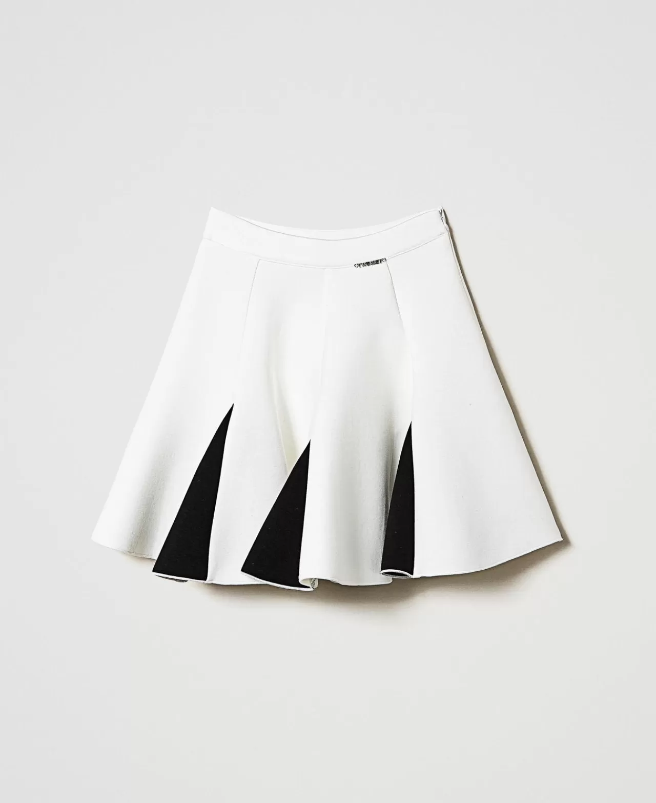 Gonne | TWINSET Milano Gonna In Tessuto Scuba Bicolore Bicolor Off White / Nero