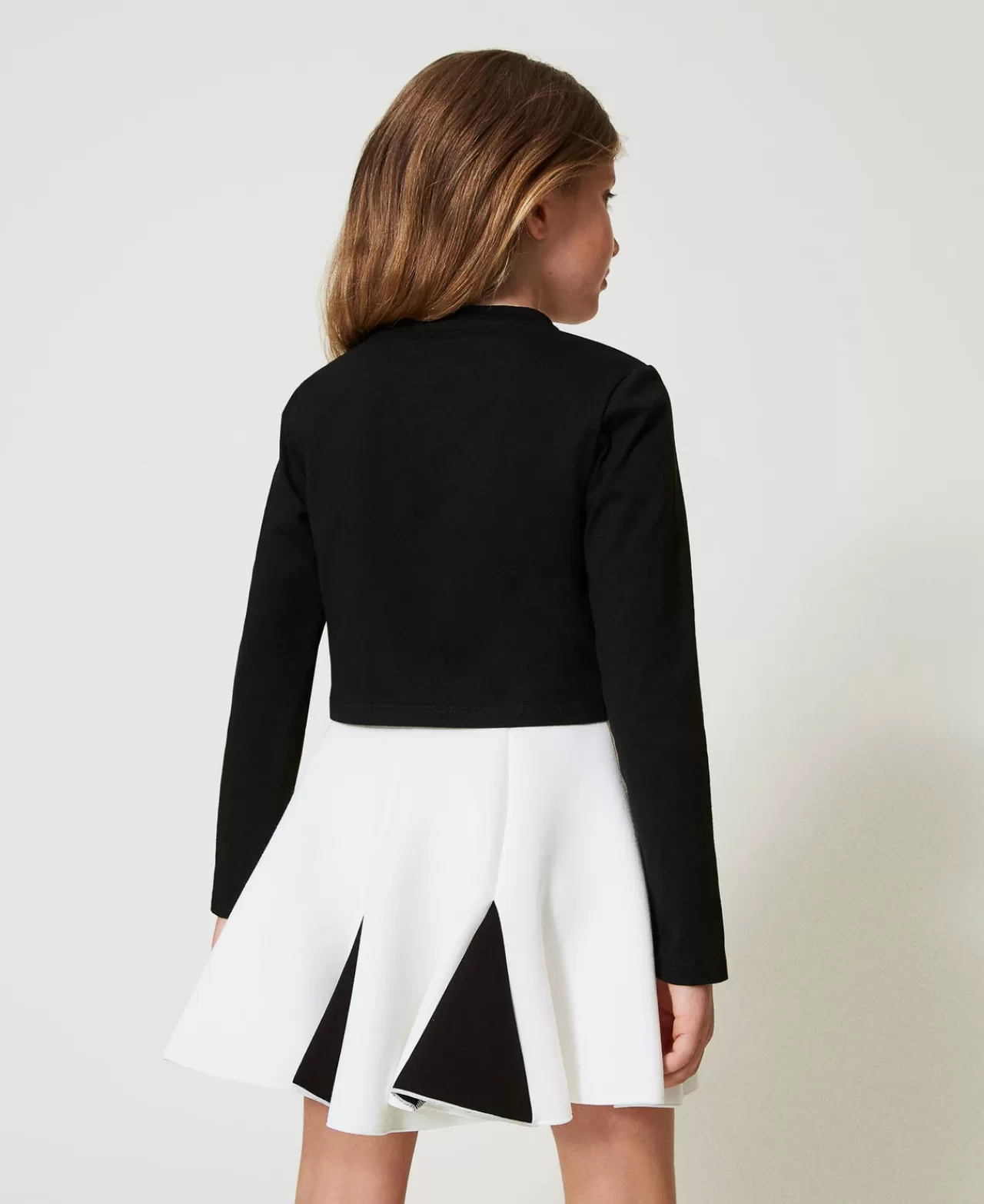 Gonne | TWINSET Milano Gonna In Tessuto Scuba Bicolore Bicolor Off White / Nero