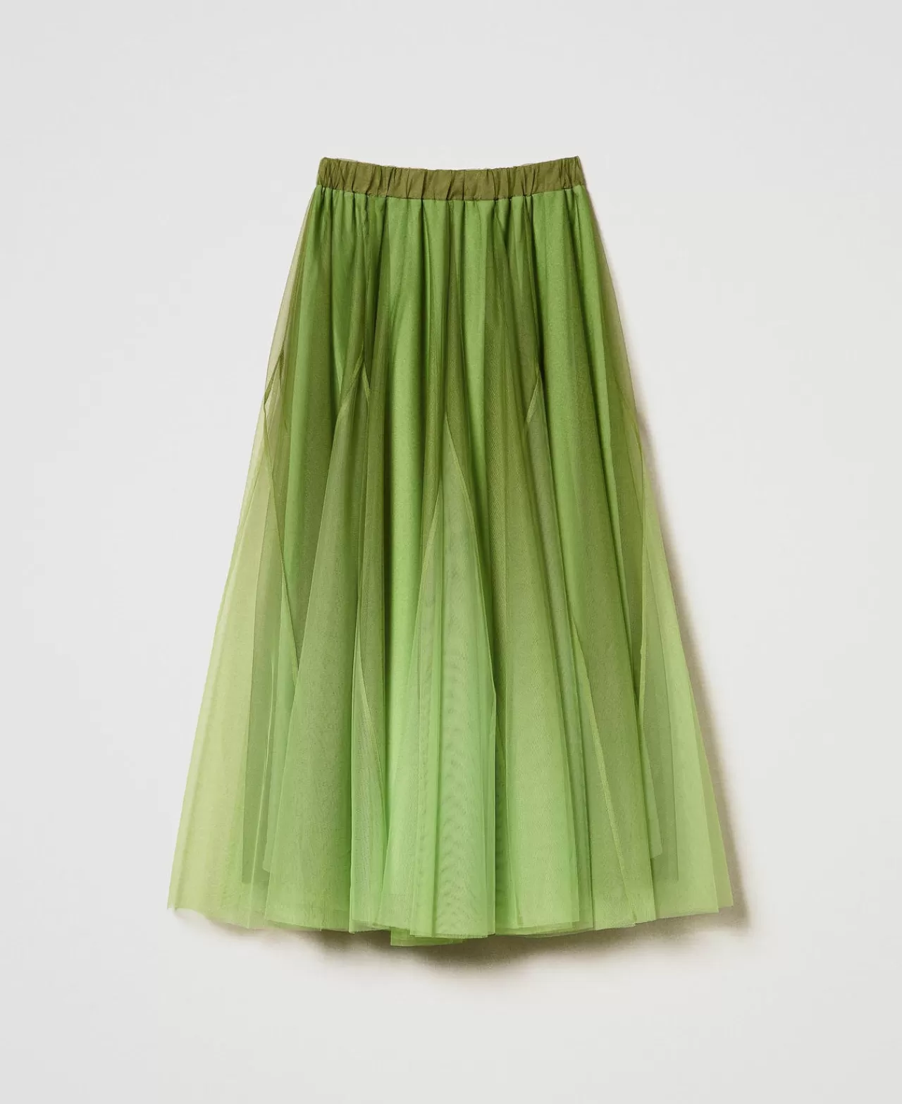 Gonne | TWINSET Milano Gonna In Tulle Con Stampa Dégradé Verde "Soft Lime"