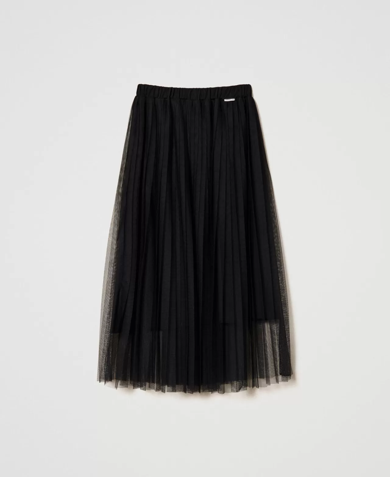 Gonne | TWINSET Milano Gonna Longuette In Tulle Plissé Nero