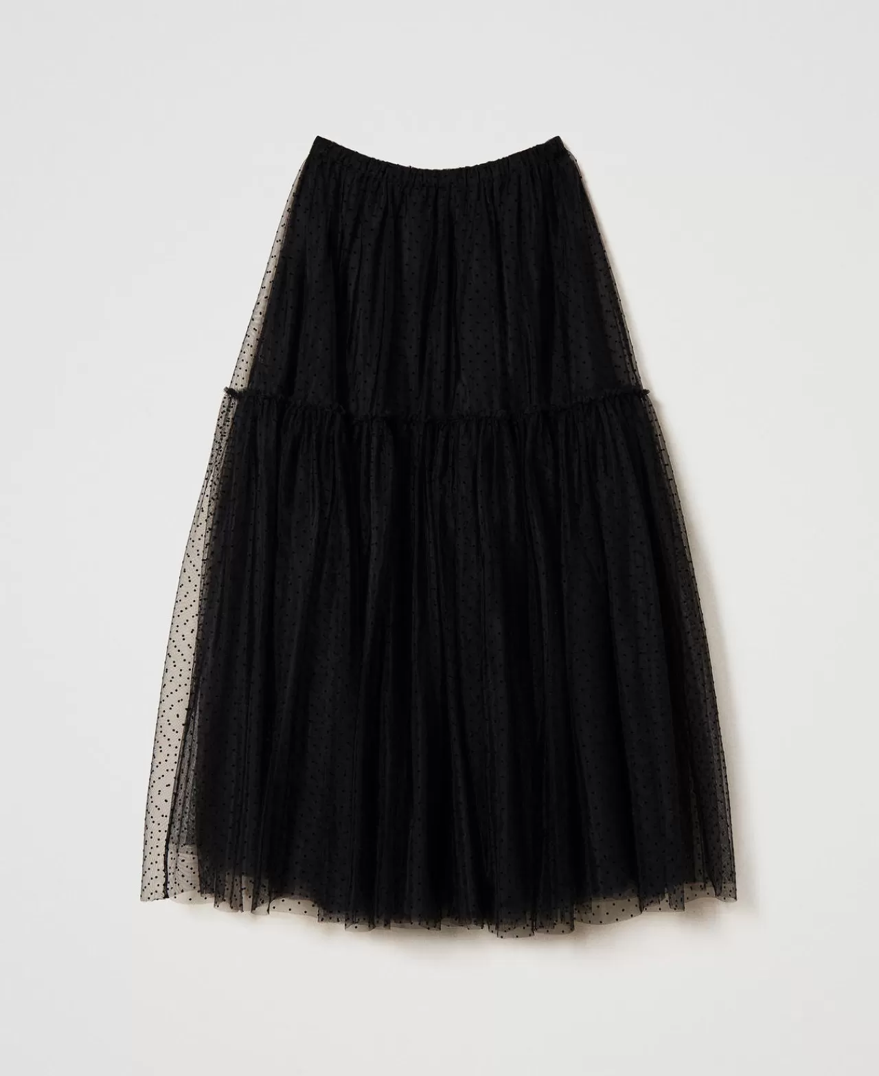 Gonne | TWINSET Milano Gonna Lunga In Tulle Plumetis Nero