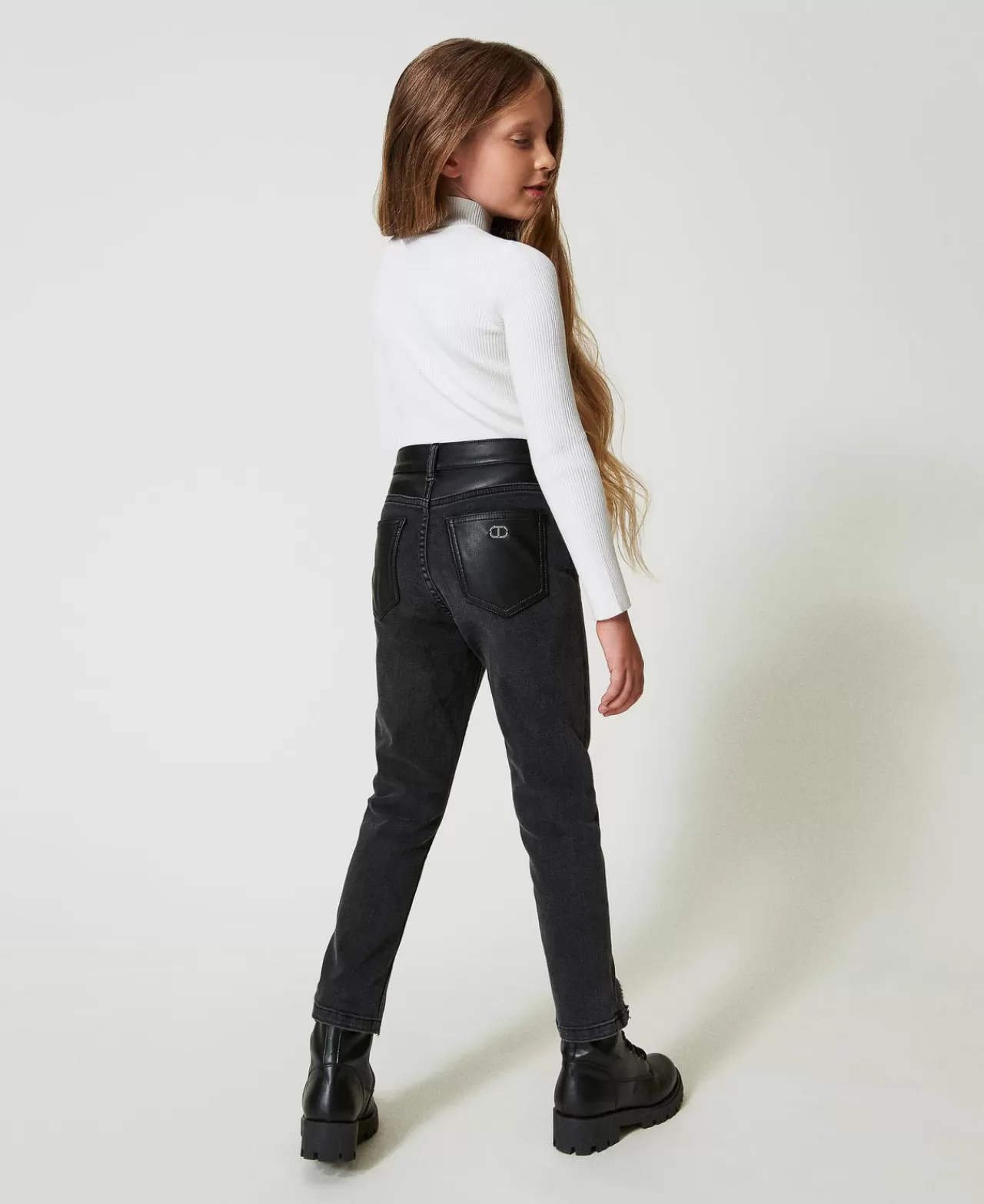 Pantaloni E Jeans | TWINSET Milano Jeans Skinny Con Spacchi Denim Black Old