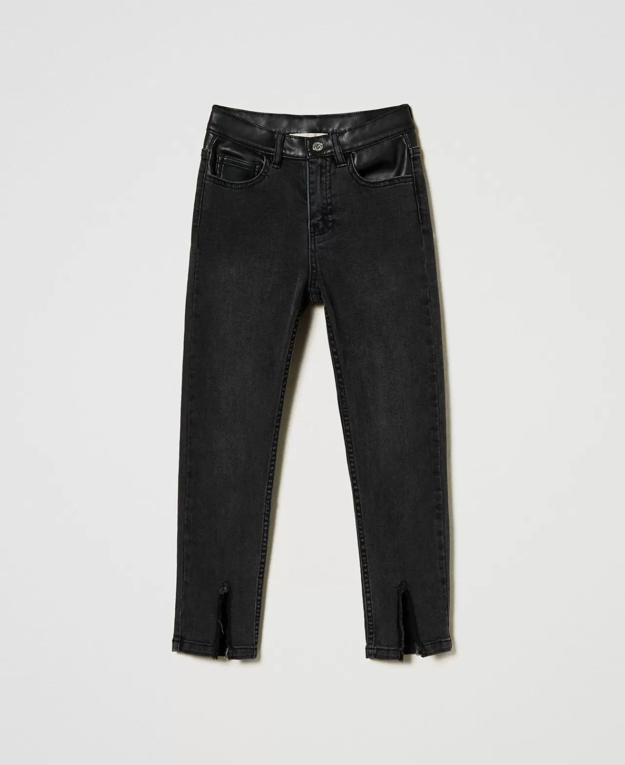 Pantaloni E Jeans | TWINSET Milano Jeans Skinny Con Spacchi Denim Black Old