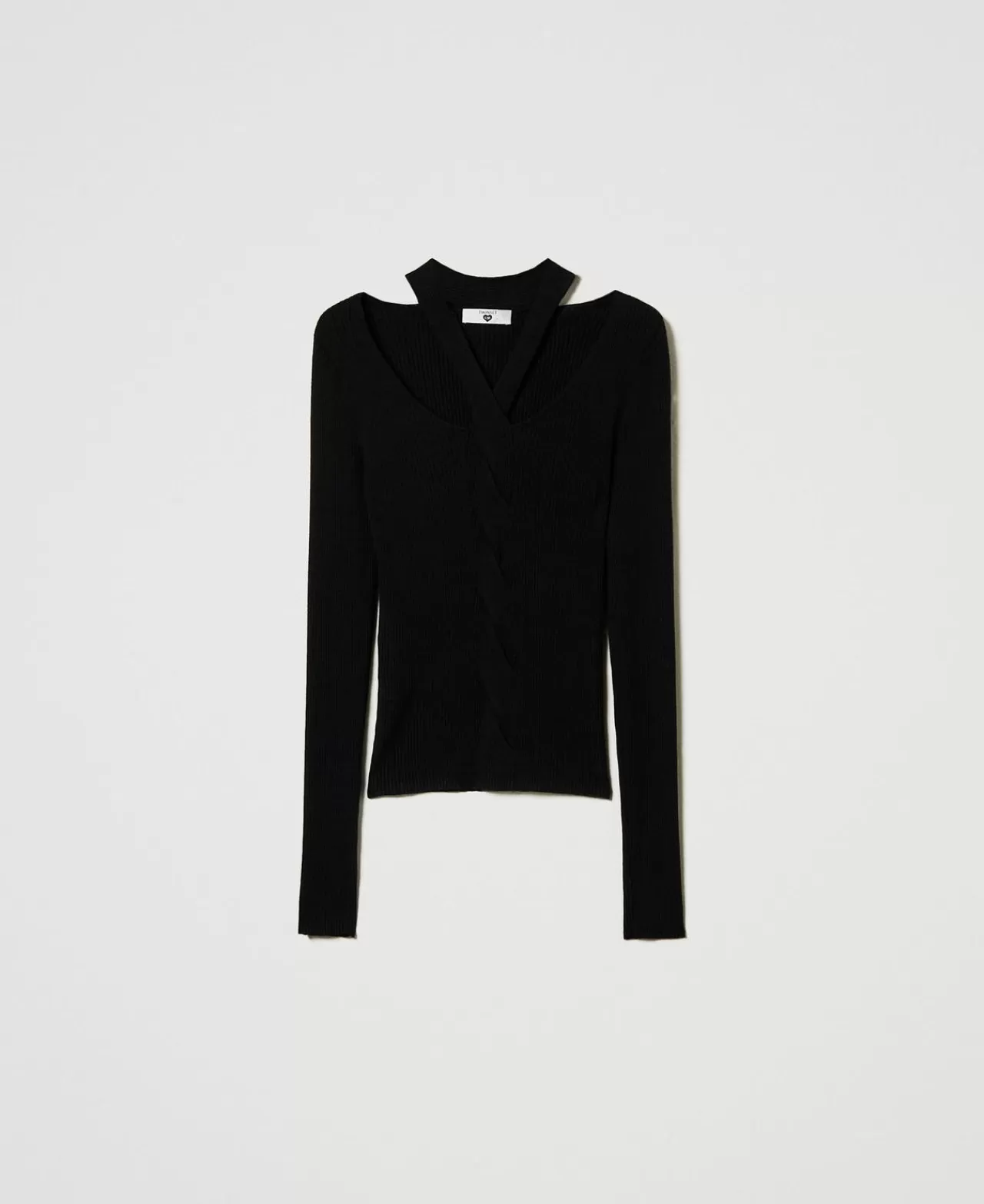 Maglie E Cardigan | TWINSET Milano Maglia A Costine Con Cut-out Nero