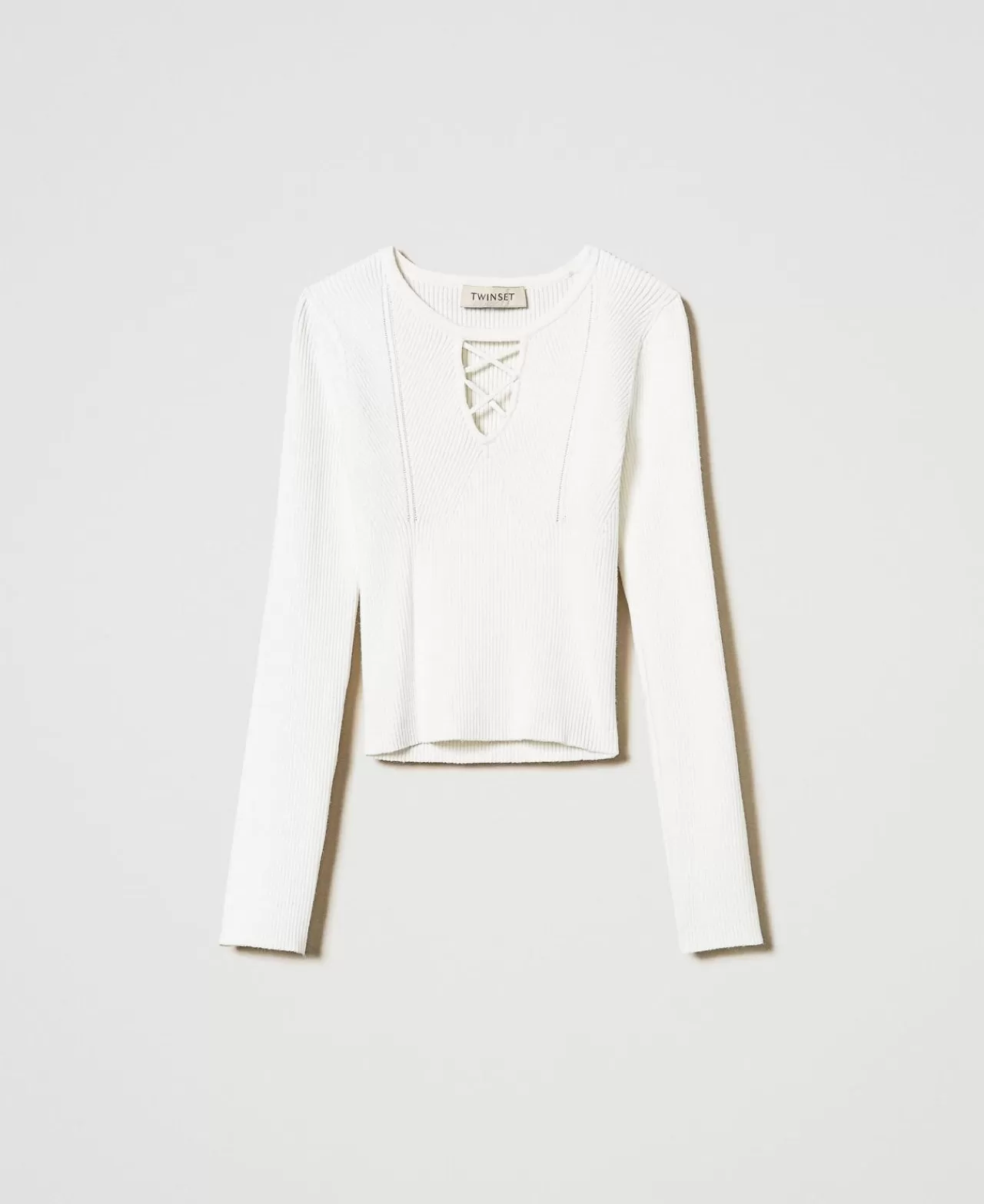 Maglie E Cardigan | TWINSET Milano Maglia A Costine Con Intreccio Off White