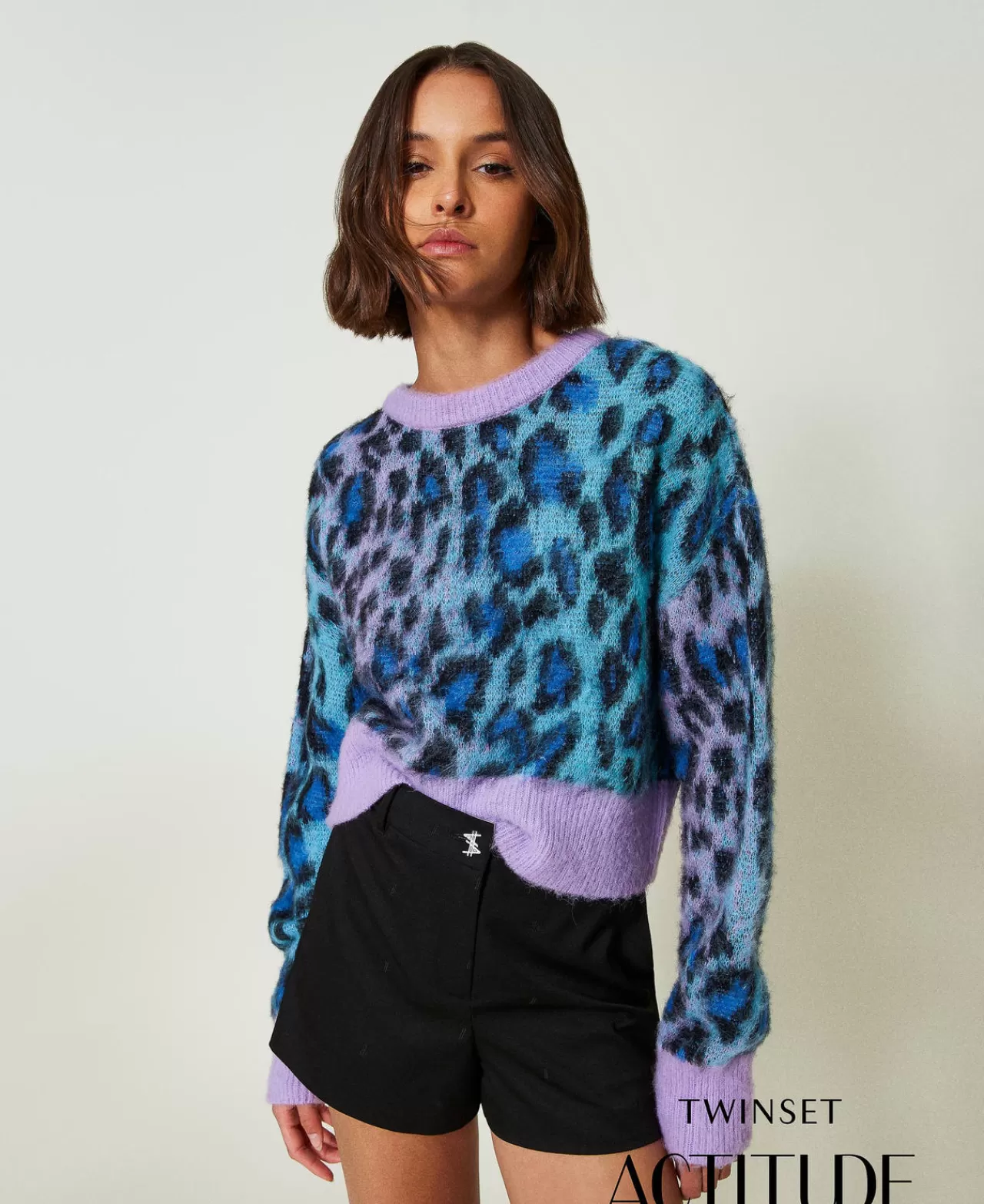 Maglie E Cardigan | TWINSET Milano Maglia Boxy MYFO In Maglia Jacquard Jacquard Multicolor Leopard