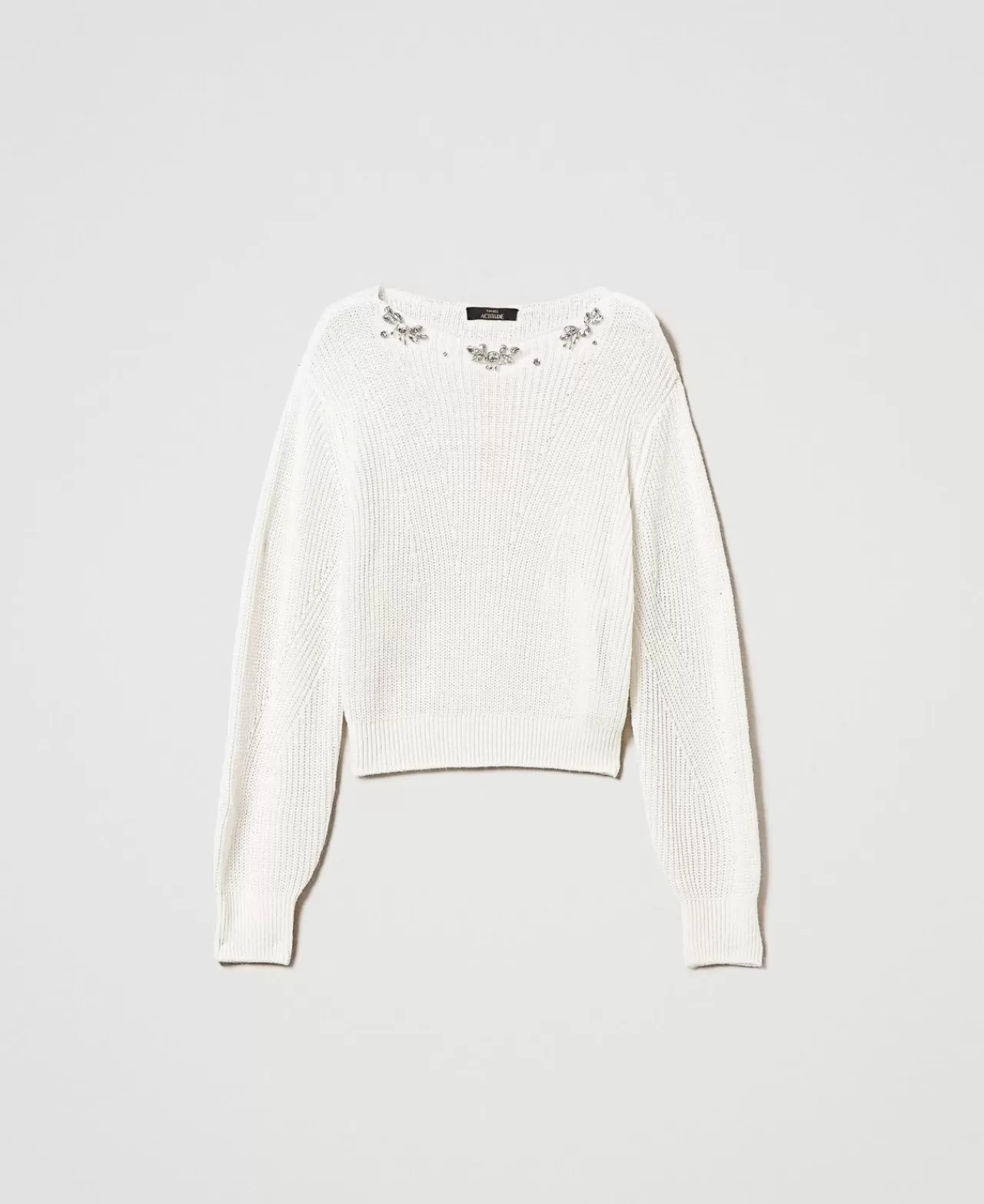 Maglie E Cardigan | TWINSET Milano Maglia Con Ricami Fatti A Mano Panna White