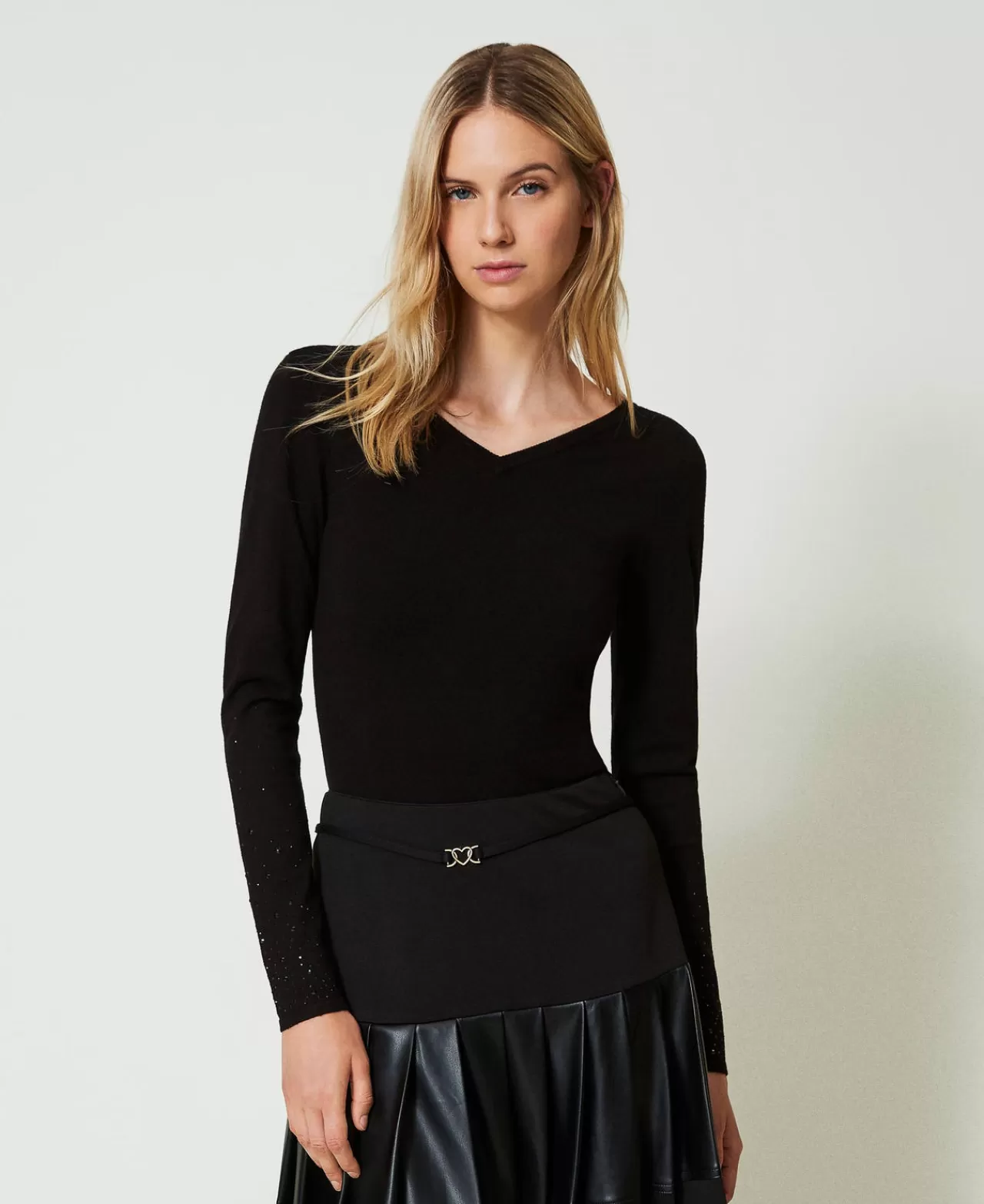 Maglie E Cardigan | TWINSET Milano Maglia Con Strass In Dégradé Nero