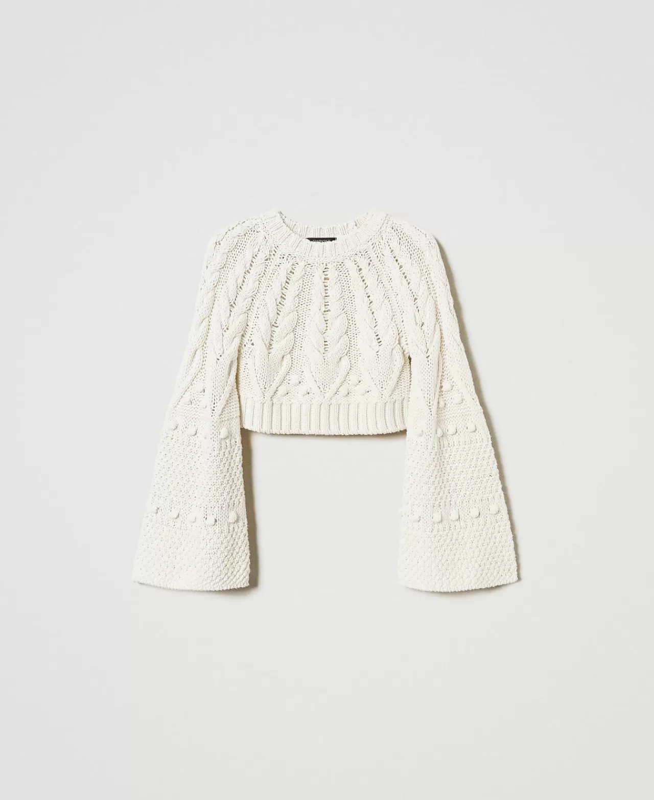 Maglie E Cardigan | TWINSET Milano Maglia Cropped In Lana Bianco Neve