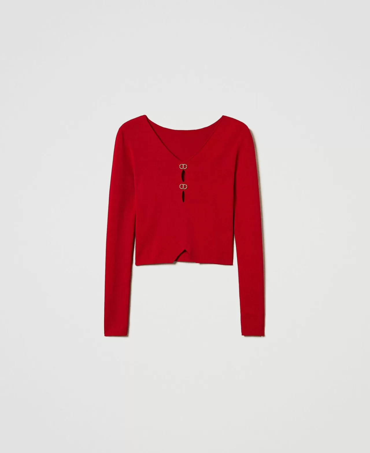 Maglie E Cardigan | TWINSET Milano Maglia Doppio Uso Con Oval T Rosso Veneziano