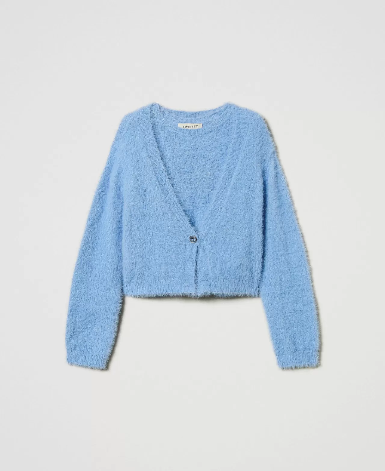 Maglie E Cardigan | TWINSET Milano Maglia E Cardigan Con Bottone Oval T Azzurro "Frozen Fjord"