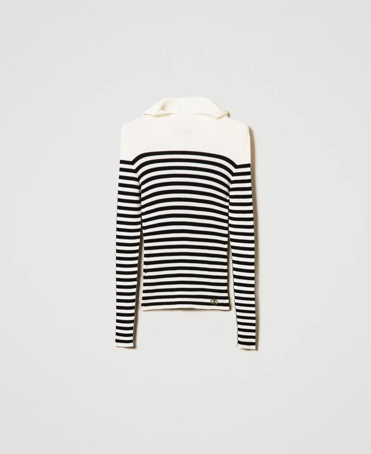 Maglie E Cardigan | TWINSET Milano Maglia Fitted A Righe Bicolor Nero / Bianco Neve