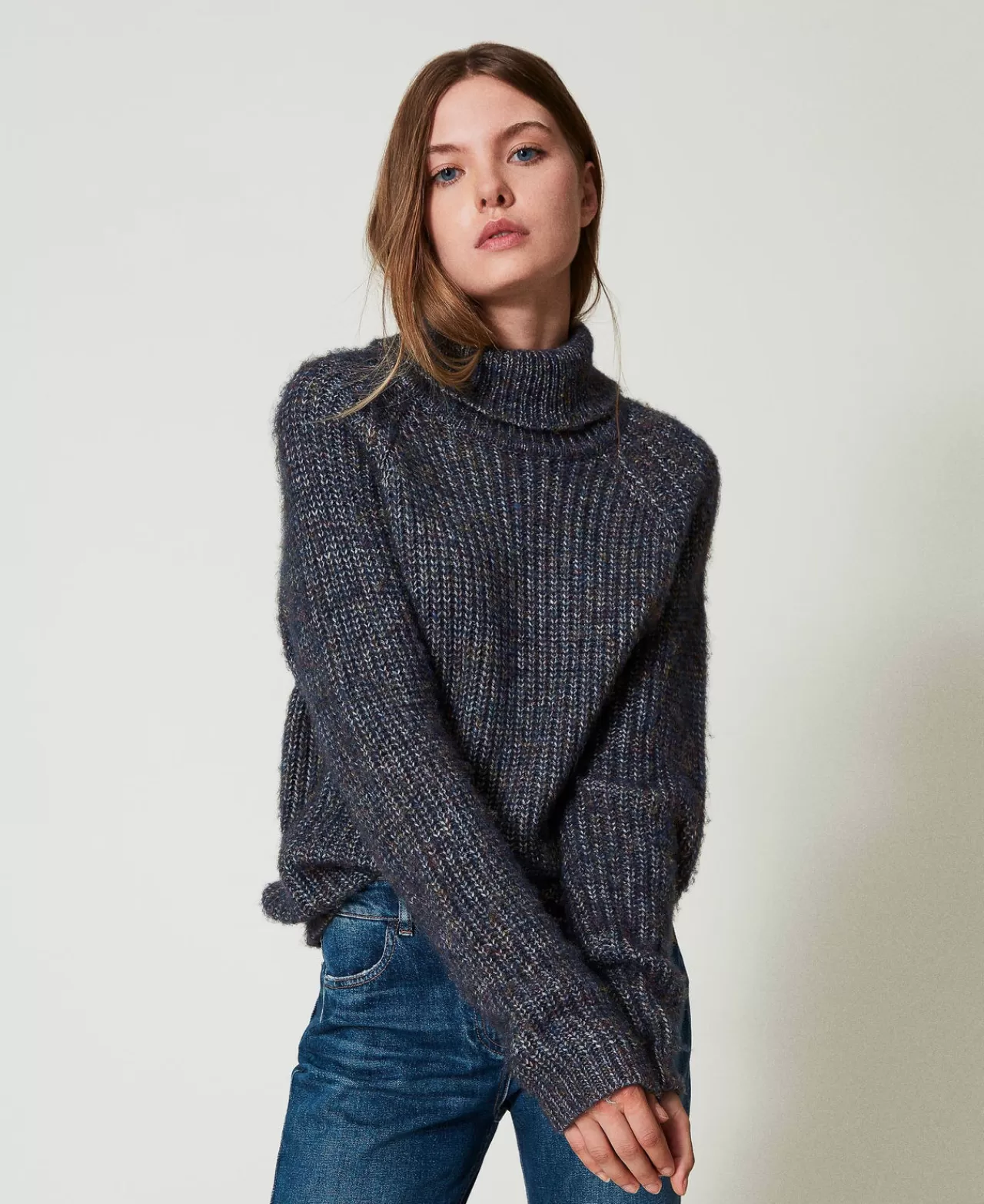 Maglie E Cardigan | TWINSET Milano Maglia In Filato Multicolor Con Lurex Multicolor Blue Navy