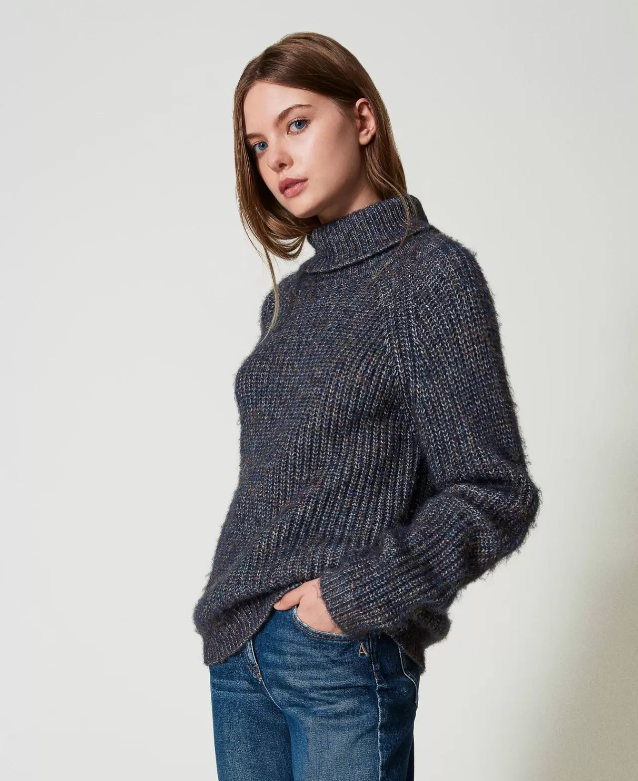 Maglie E Cardigan | TWINSET Milano Maglia In Filato Multicolor Con Lurex Multicolor Blue Navy