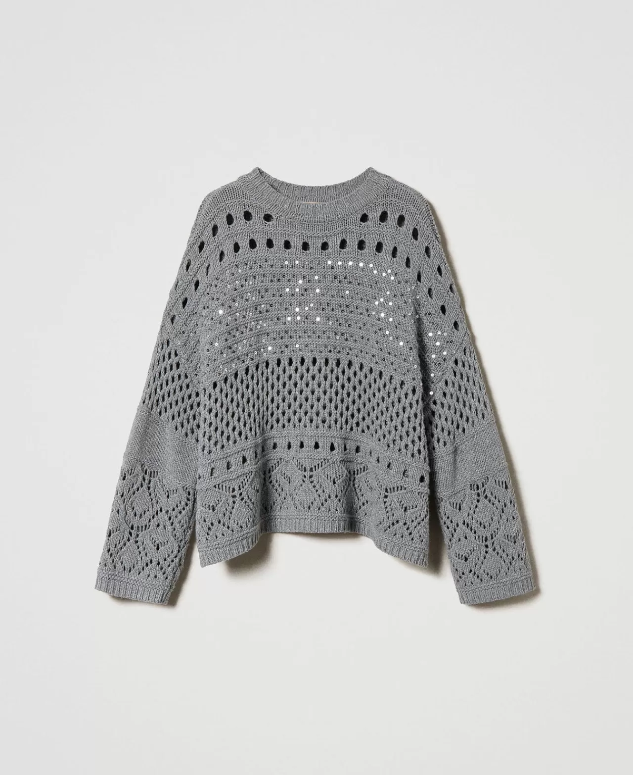 Maglie E Cardigan | TWINSET Milano Maglia In Misto Lana Con Paillettes Warm Melange Gray