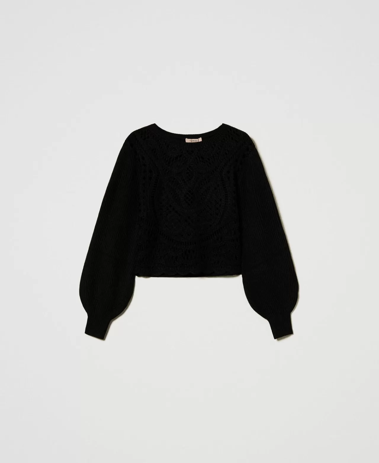 Maglie E Cardigan | TWINSET Milano Maglia In Misto Lana Crochet Nero