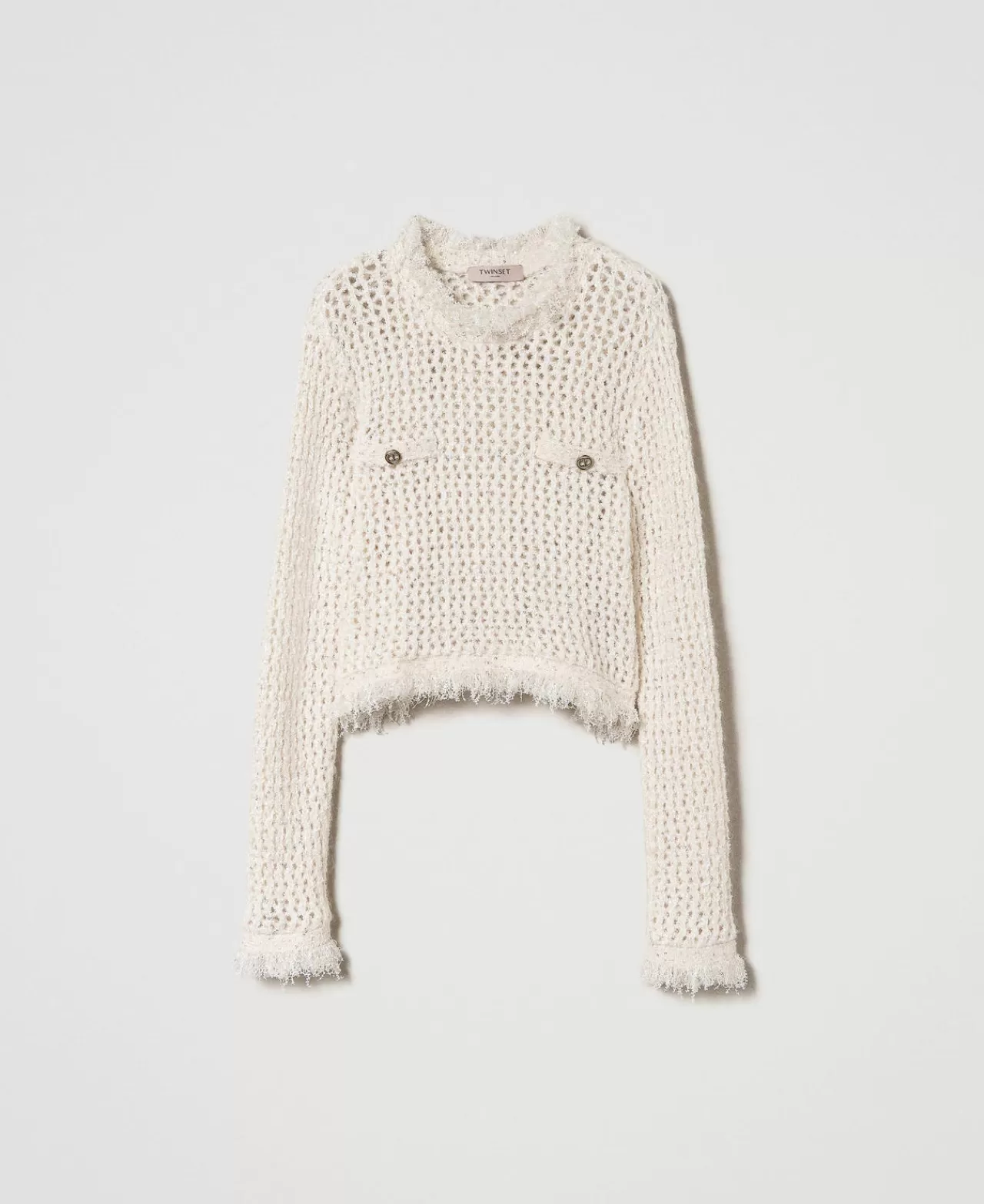 Maglie E Cardigan | TWINSET Milano Maglia Jacquard A Rete Bianco "Old White"