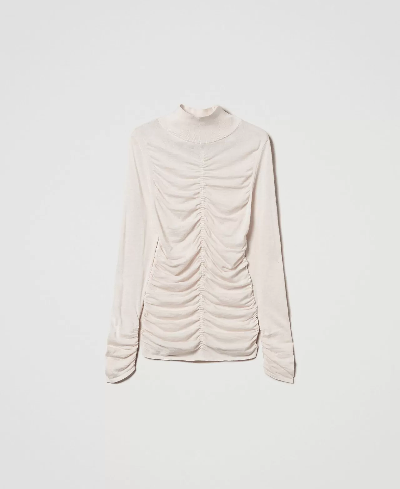 Maglie E Cardigan | TWINSET Milano Maglia Lupetto Con Arricciatura Off White