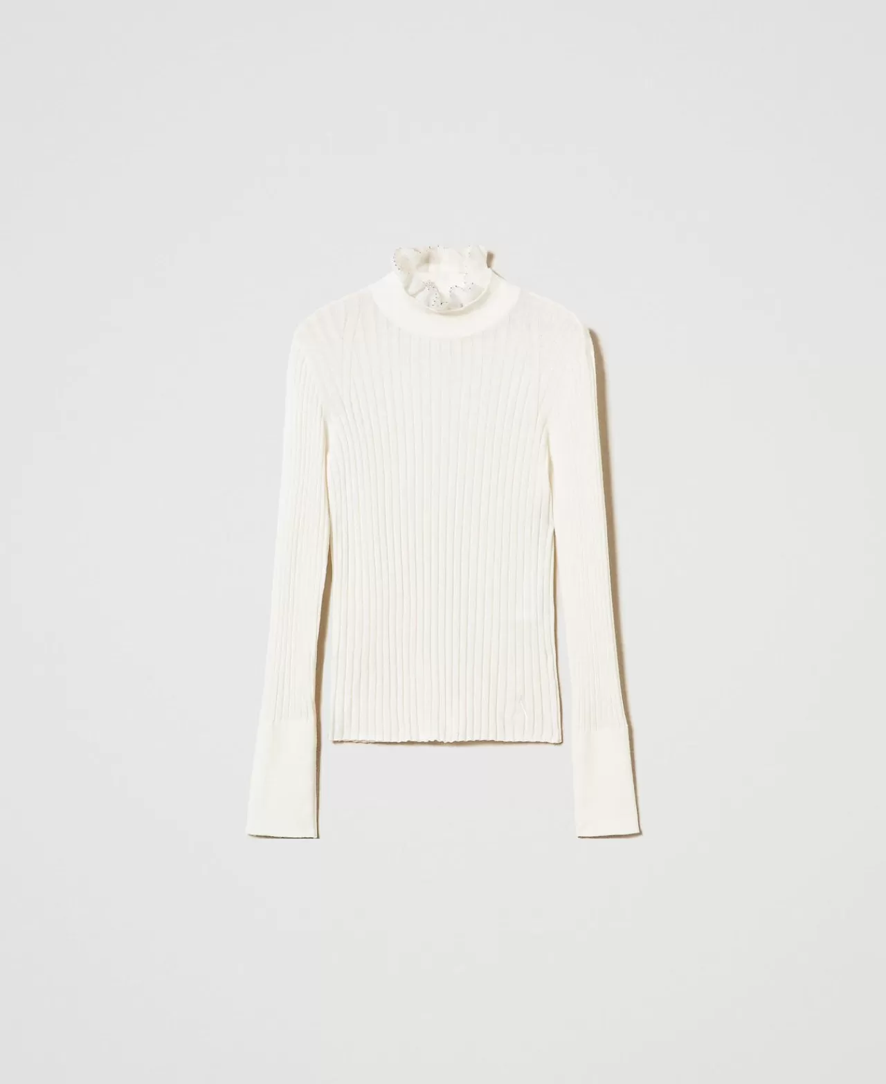 Maglie E Cardigan | TWINSET Milano Maglia Lupetto Con Perline Panna White