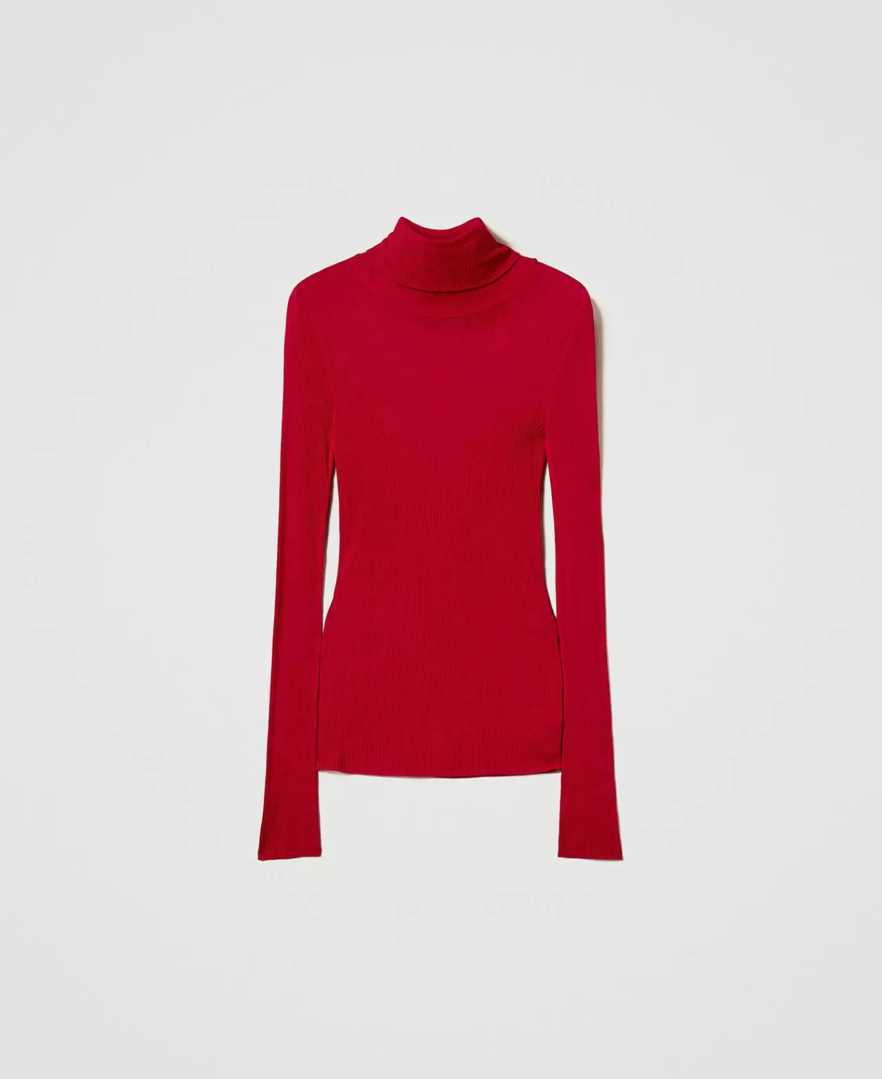 Maglie E Cardigan | TWINSET Milano Maglia Lupetto Fitted In Viscosa Rosso Veneziano