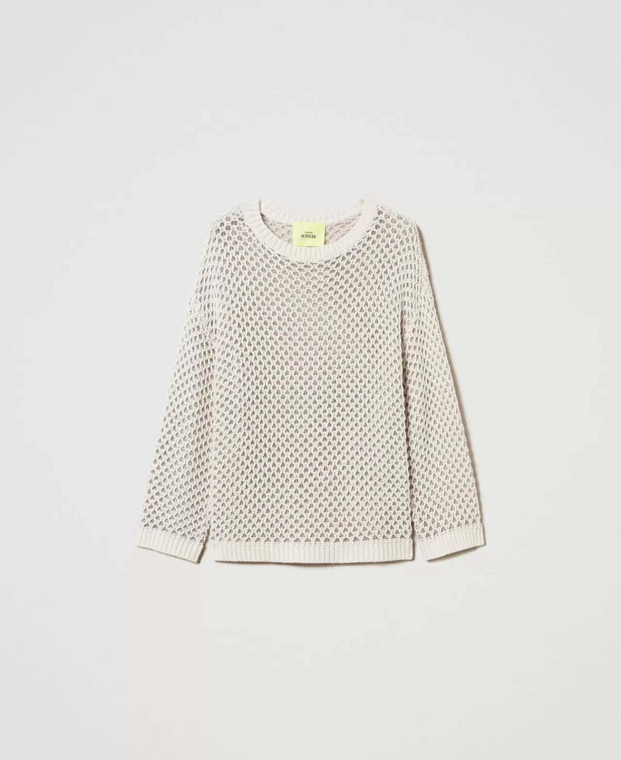 Maglie E Cardigan | TWINSET Milano Maglia Over MYFO A Rete Con Lurex Bicolor Bianco Neve / Platino