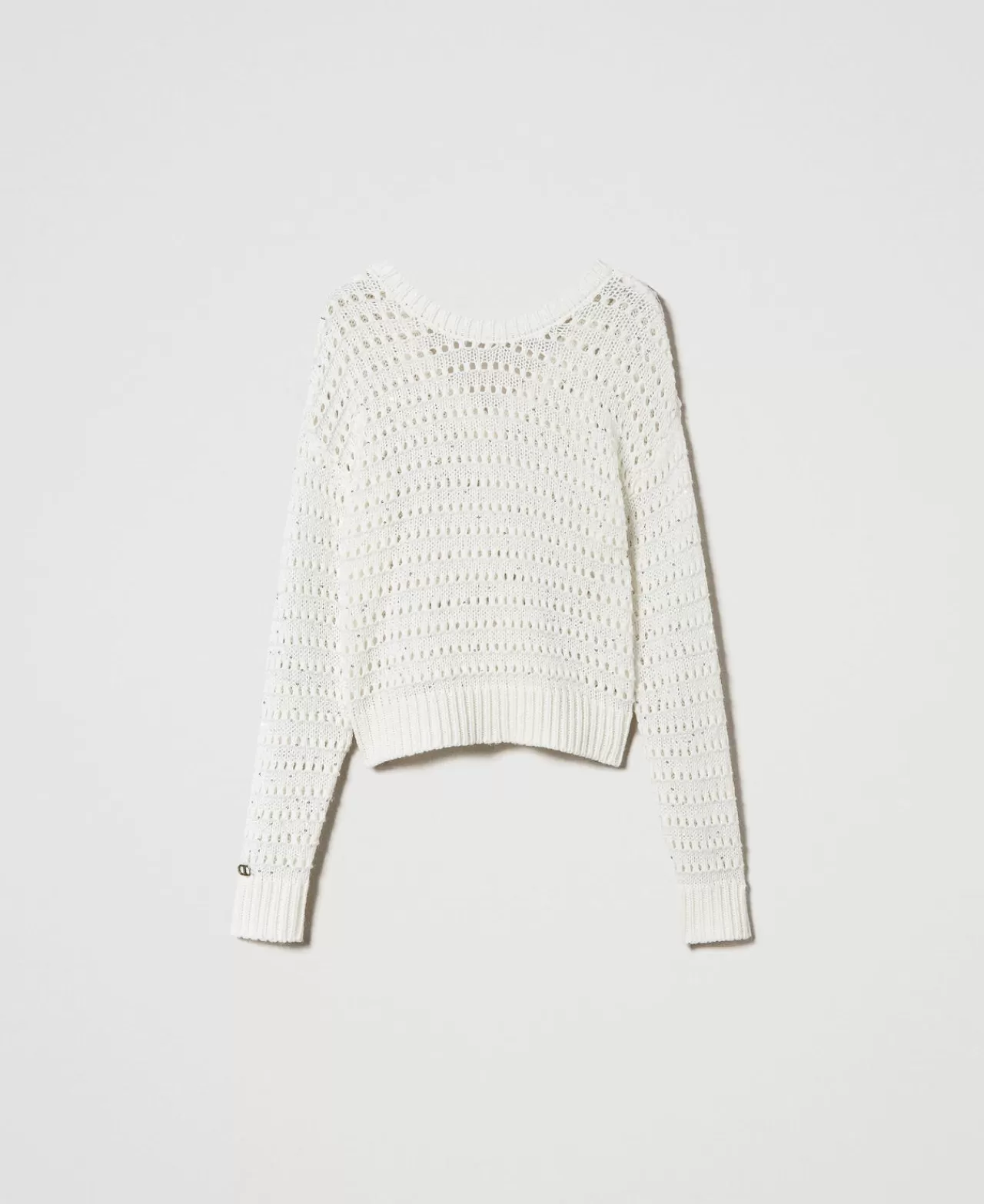 Maglie E Cardigan | TWINSET Milano Maglia Traforata Con Paillettes Bianco Neve