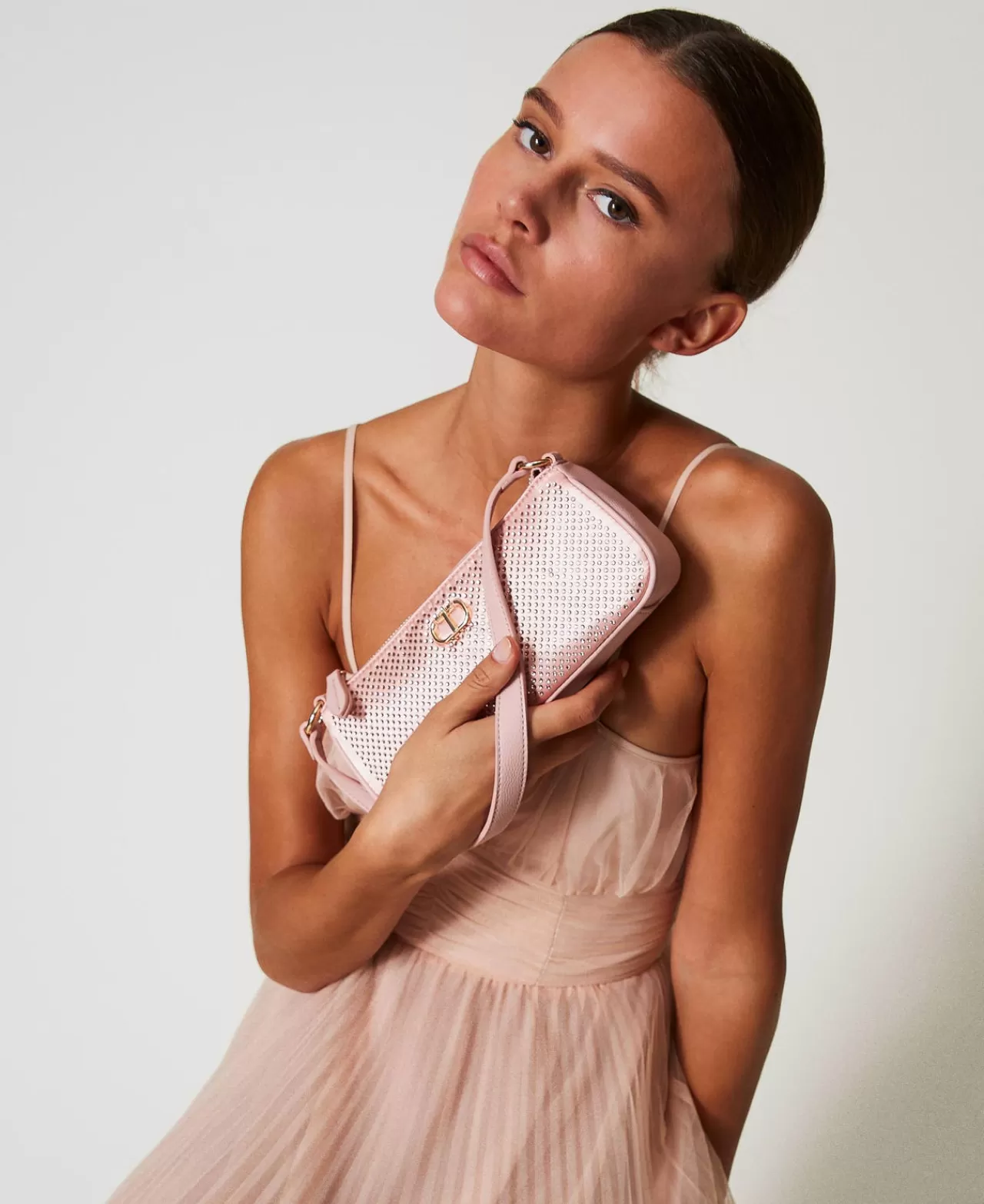 Mini Borse | Borse A Mano | TWINSET Milano Mini Borsa In Raso Con Strass E Oval T Rosa "Peachy Keen"