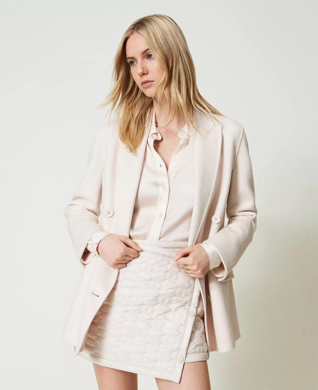 Gonne | TWINSET Milano Minigonna Trapuntata Con Oval T Bianco "Old White"
