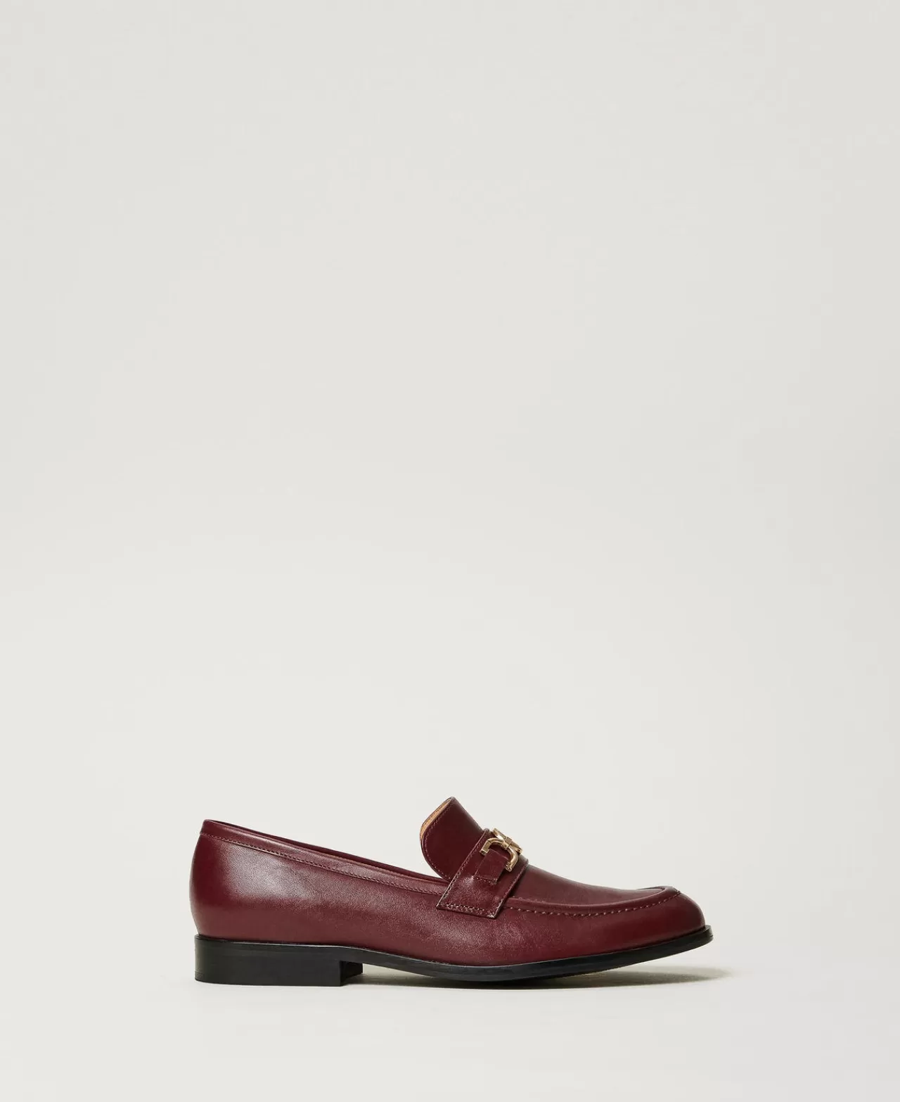 Ballerine E Mocassini | Scarpe Basse | TWINSET Milano Mocassini In Pelle Con Morsetto Oval T Bordeaux