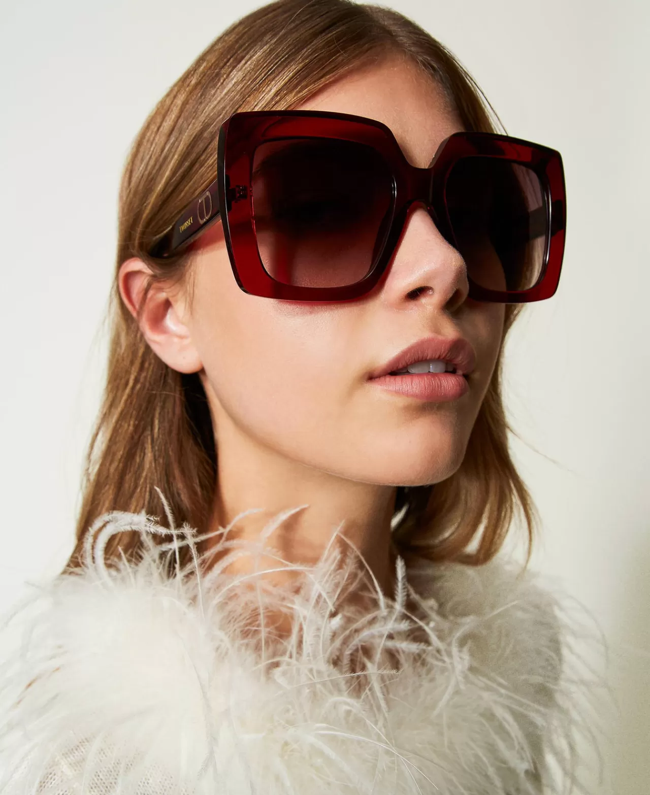 Occhiali Da Sole | TWINSET Milano Occhiali Da Sole Squadrati Oversize Shiny Transparency Raspberry